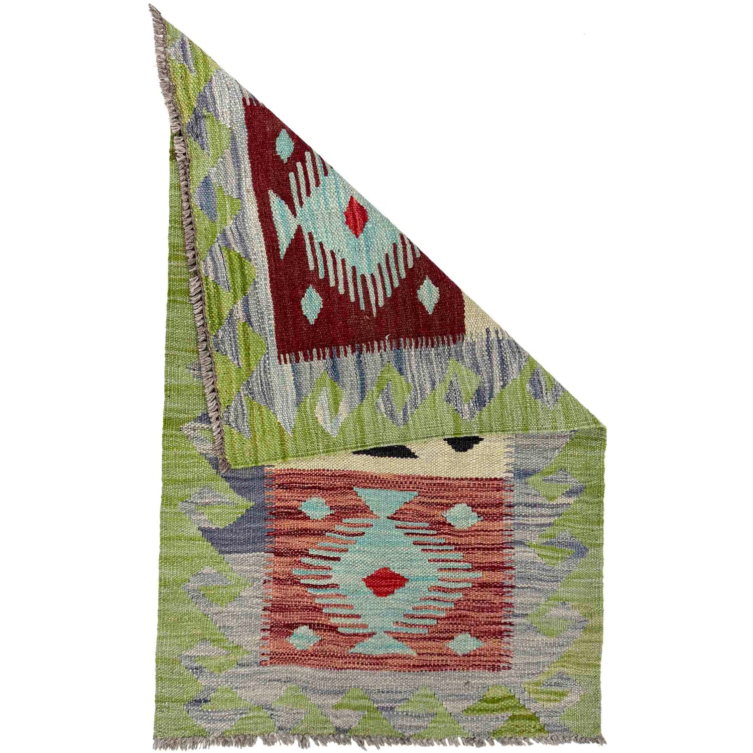 Hand Woven Wool Kelim 1' 10" x 3' 0" ft / 57 x 91 cm - No. G38860