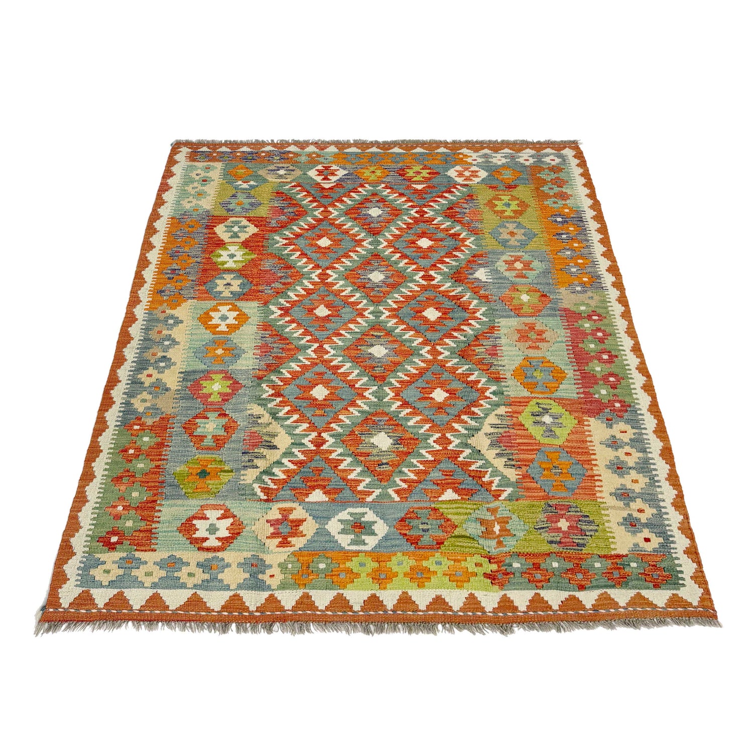 Handmade Vegetable Kelim 5' 0" x 6' 6" ft / 153 x 198 cm - No. G38872