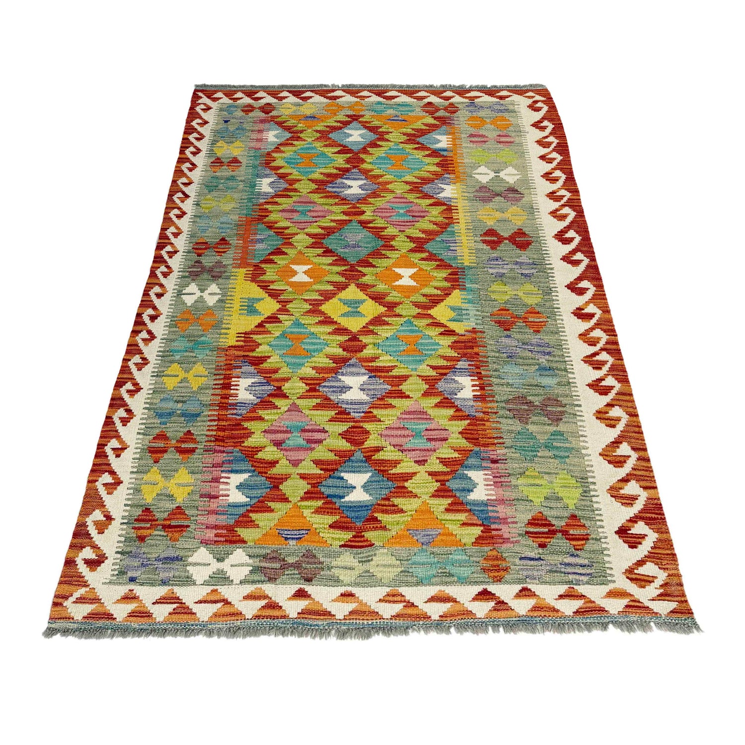 Handmade Vegetable Kilim 3' 11" x 6' 5" ft / 120 x 195 cm - No. G38876