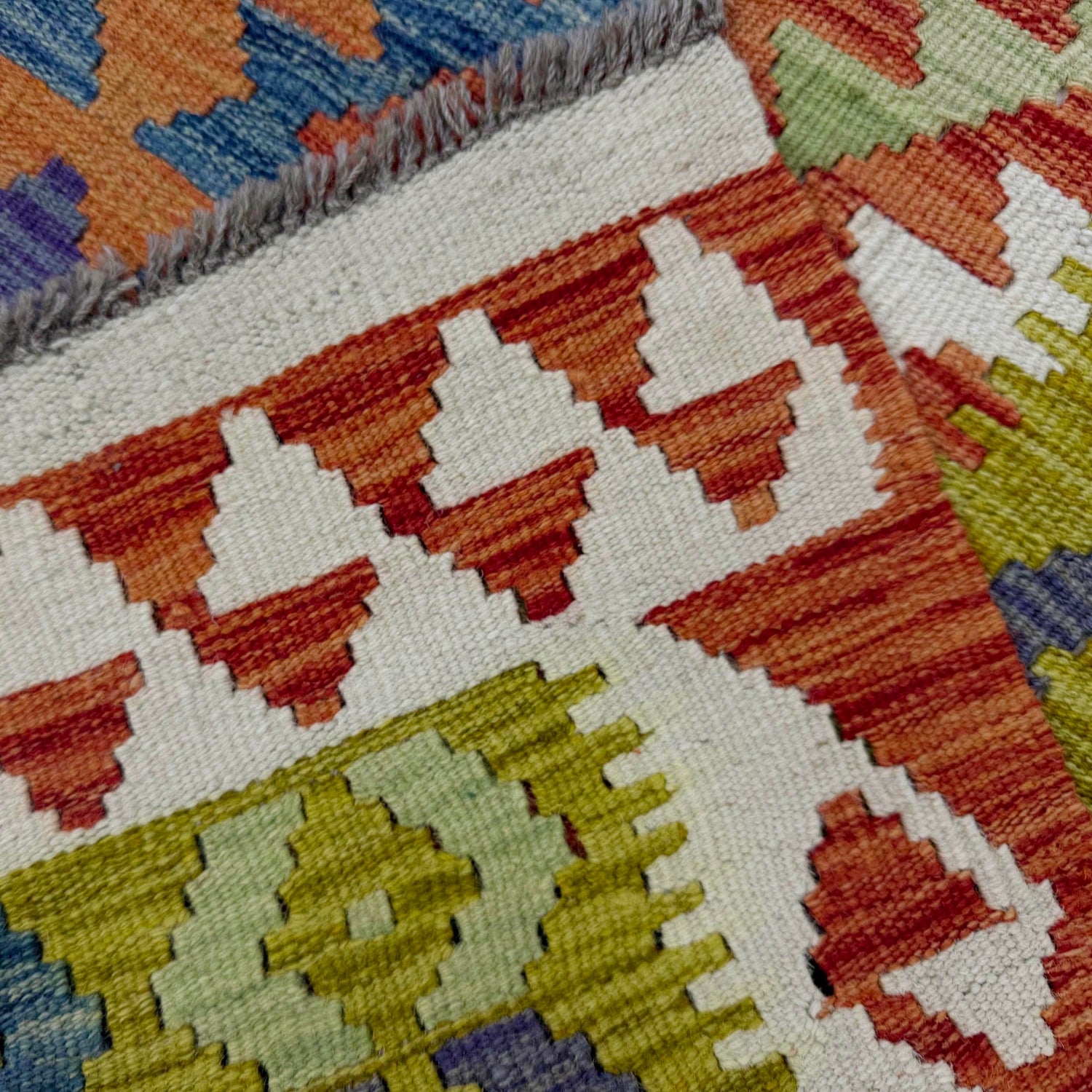 Handmade Afghan Vegetable Kilim 4' 5" x 6' 4" ft / 135 x 192 cm - No. G38880
