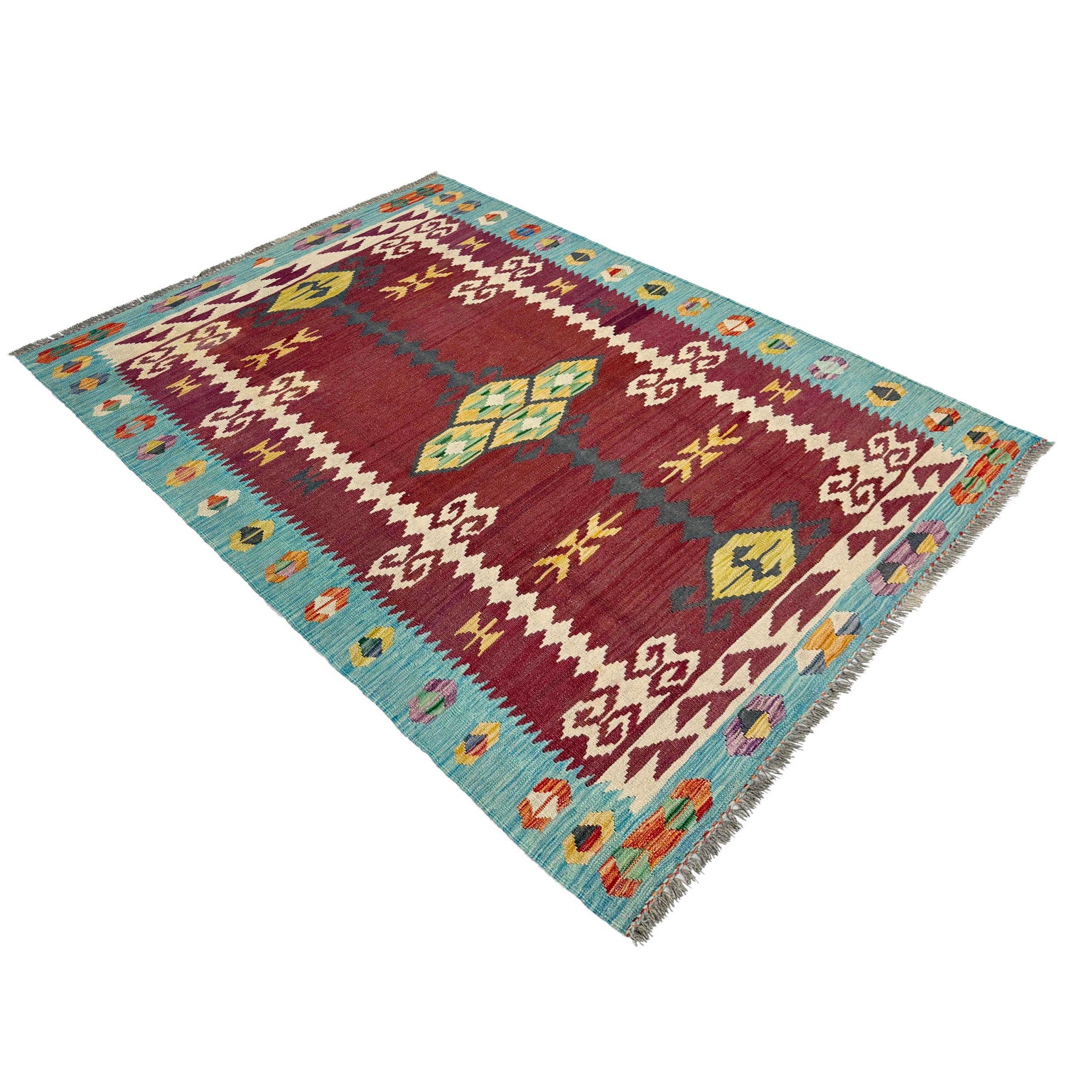 Hand Knotted Afghan Style Kilim 4' 5" x 6' 7" ft / 134 x 200 cm - No. G38881