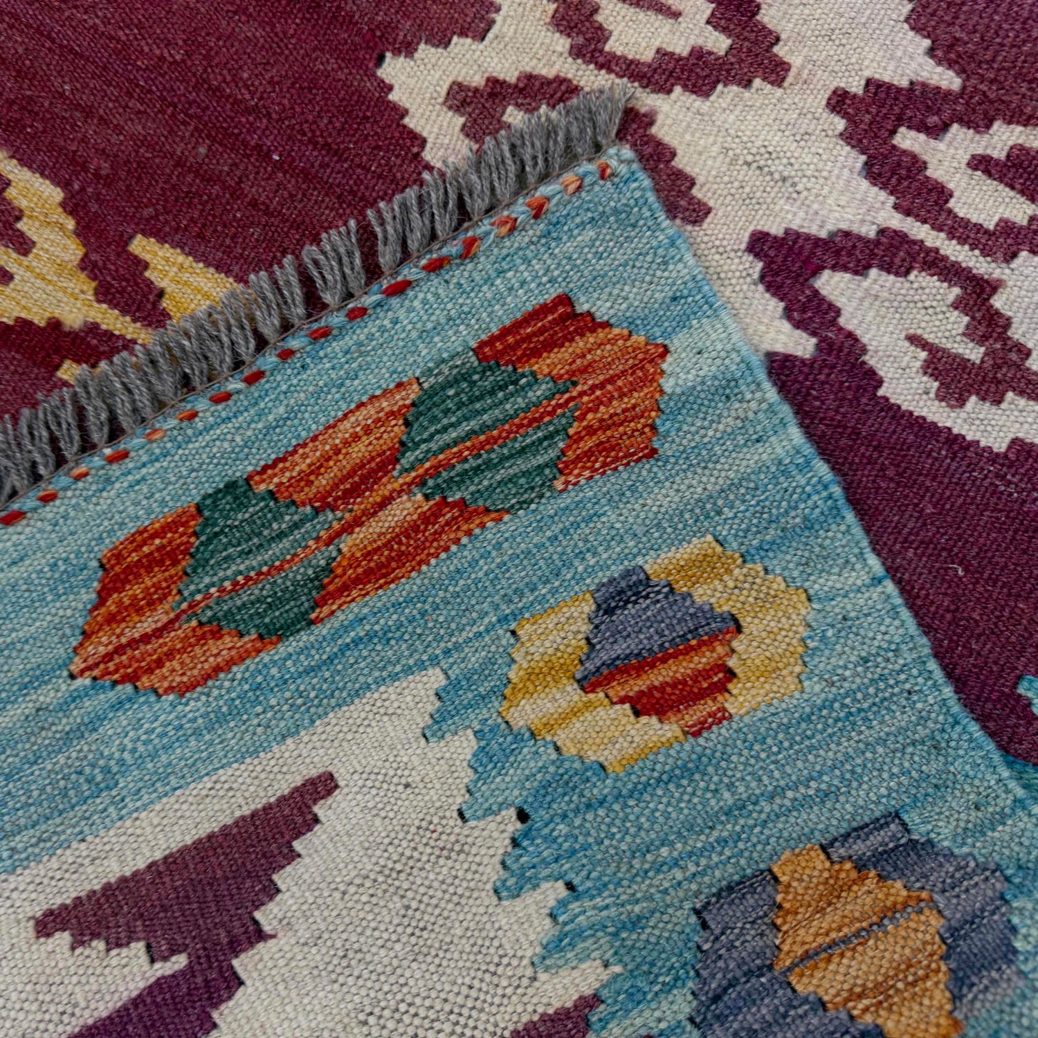Hand Knotted Afghan Style Kilim 4' 5" x 6' 7" ft / 134 x 200 cm - No. G38881