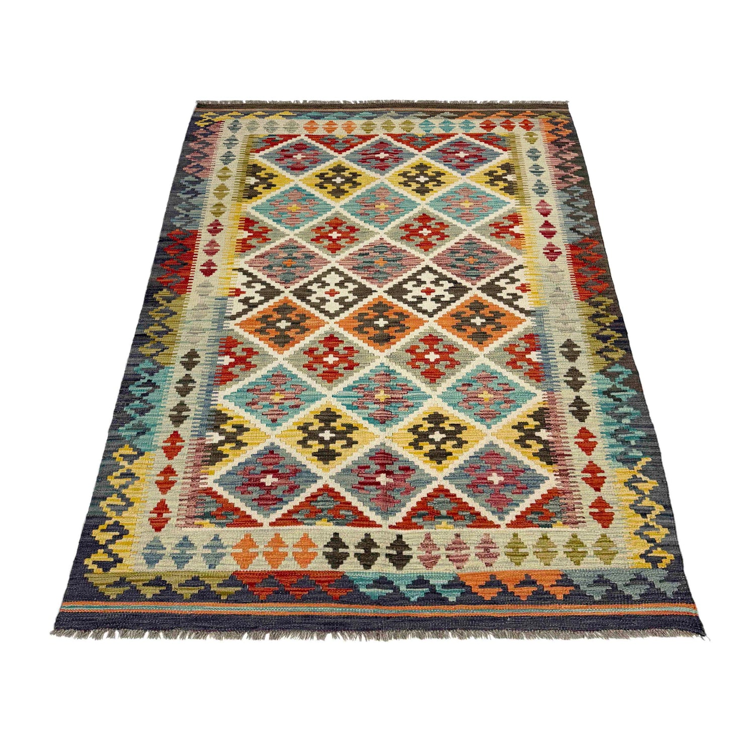 Handmade Vegetable Kelim 4' 3" x 6' 5" ft / 130 x 195 cm - No. G38882