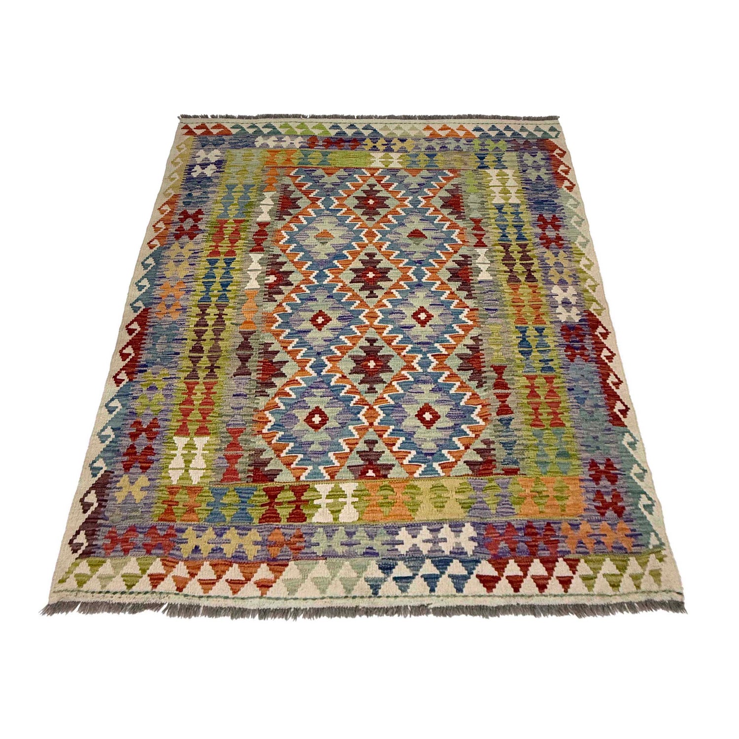 Handmade Vegetable Kilim 4' 11" x 6' 5" ft / 150 x 195 cm - No. G38885