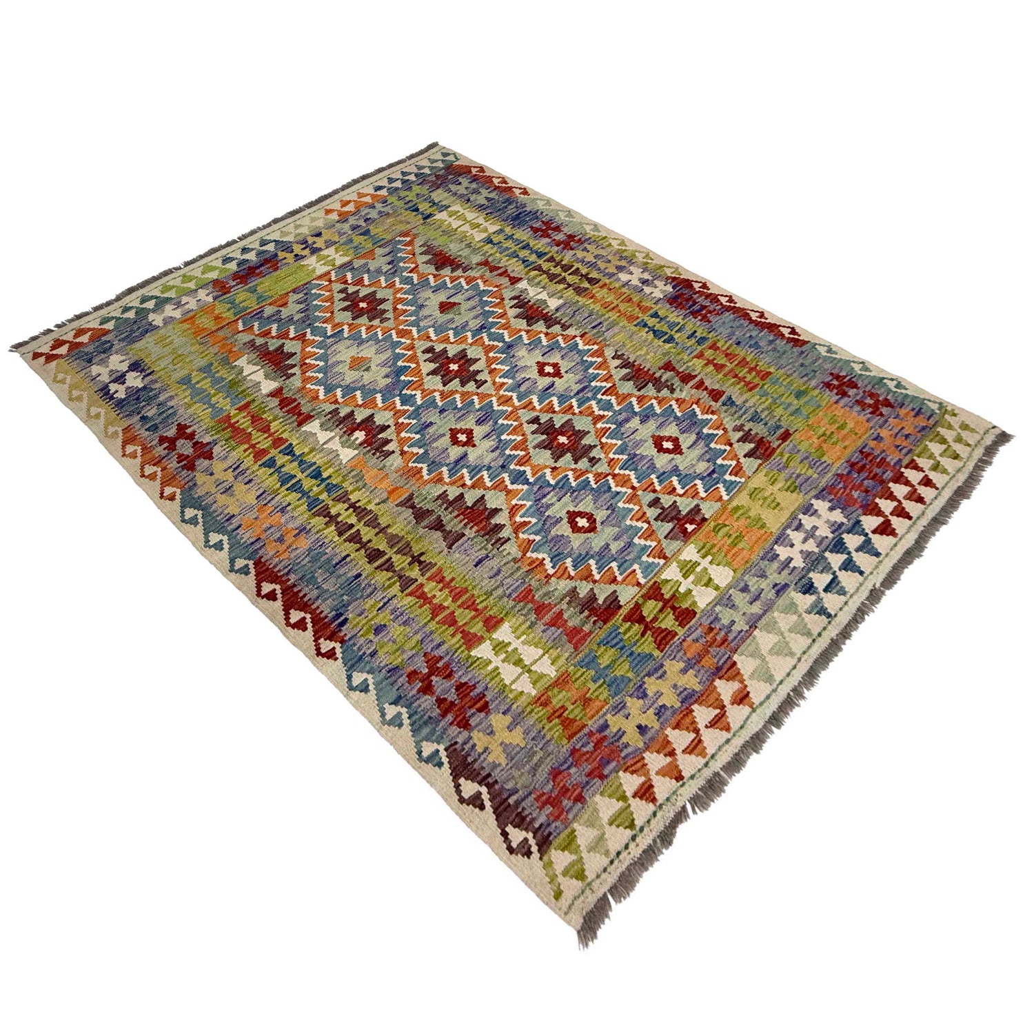 Handmade Vegetable Kilim 4' 11" x 6' 5" ft / 150 x 195 cm - No. G38885