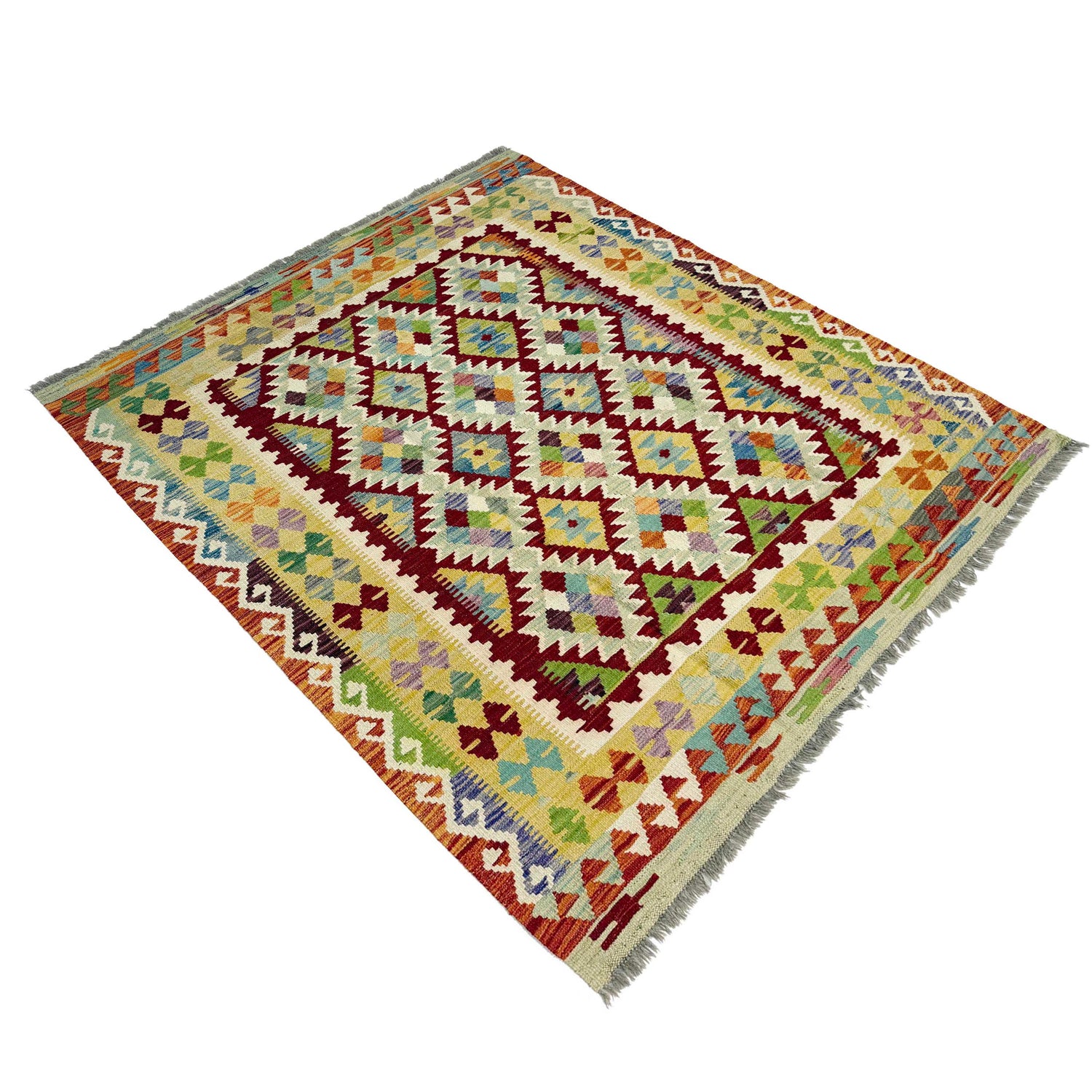 Handmade Turkish Design Wool Kilim 4' 10" x 6' 4" ft / 147 x 192 cm - No. G38887
