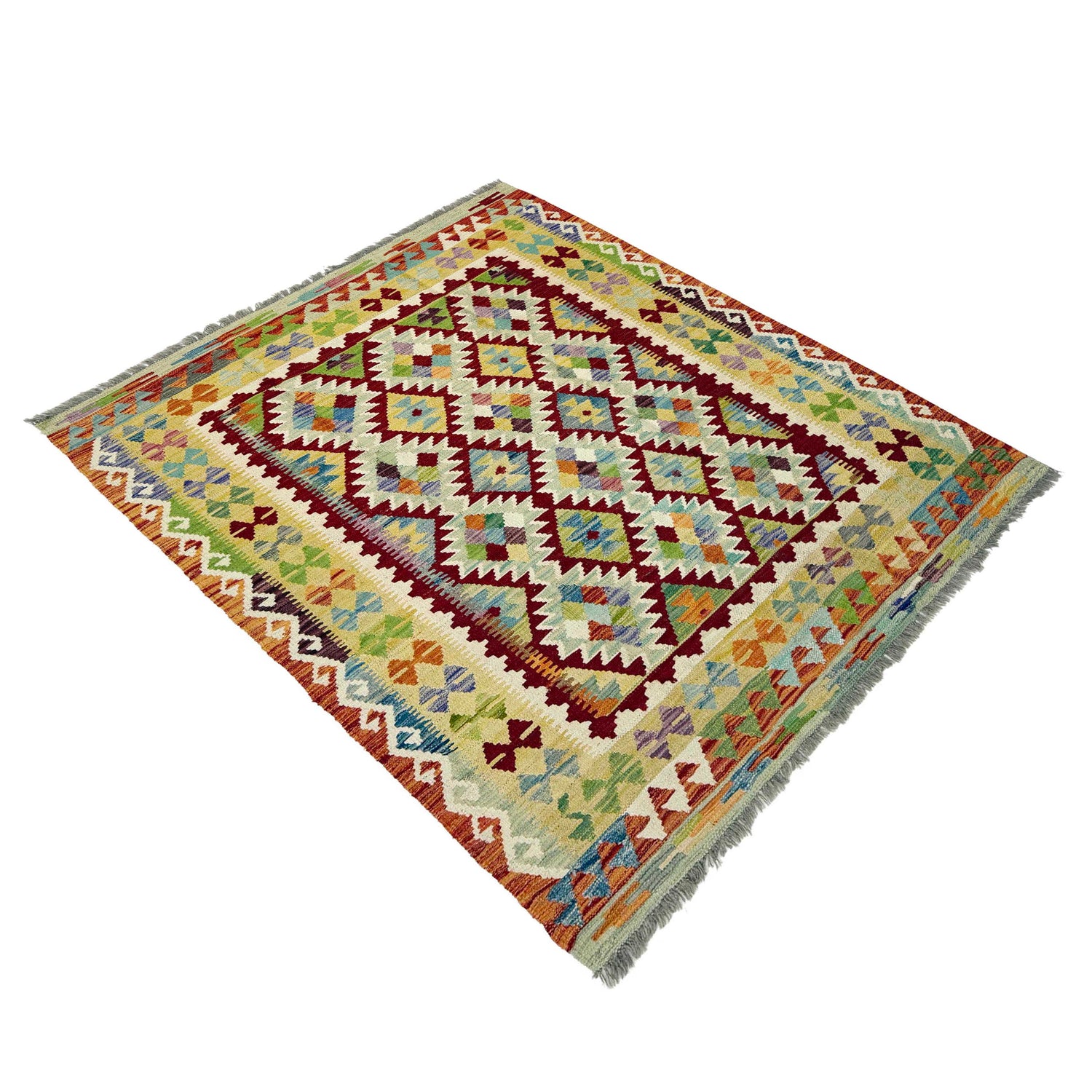 Handmade Turkish Design Wool Kilim 4' 10" x 6' 4" ft / 147 x 192 cm - No. G38887