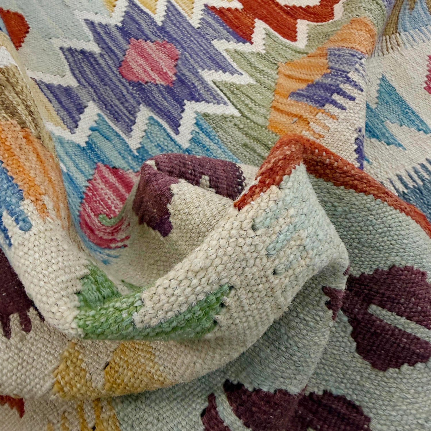 Handmade Afghan Vegetable Kilim 5' 1" x 6' 5" ft / 154 x 195 cm - No. G38888