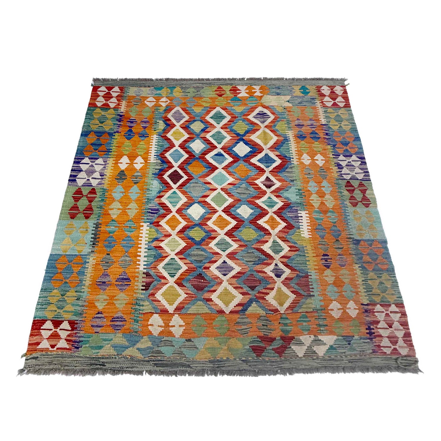 Hand Knotted Flatweave Kilim 4' 10" x 6' 8" ft / 148 x 202 cm - No. G38892