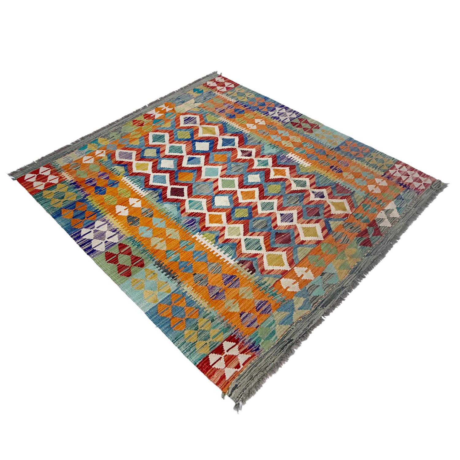 Hand Knotted Flatweave Kilim 4' 10" x 6' 8" ft / 148 x 202 cm - No. G38892