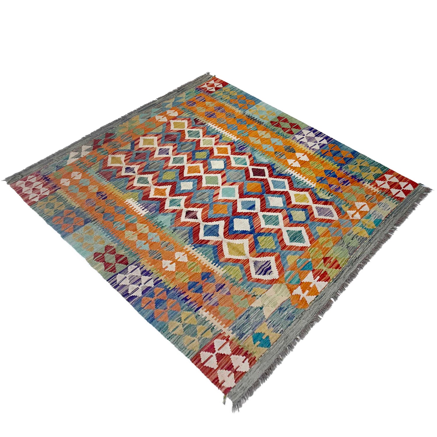 Hand Knotted Flatweave Kilim 4' 10" x 6' 8" ft / 148 x 202 cm - No. G38892