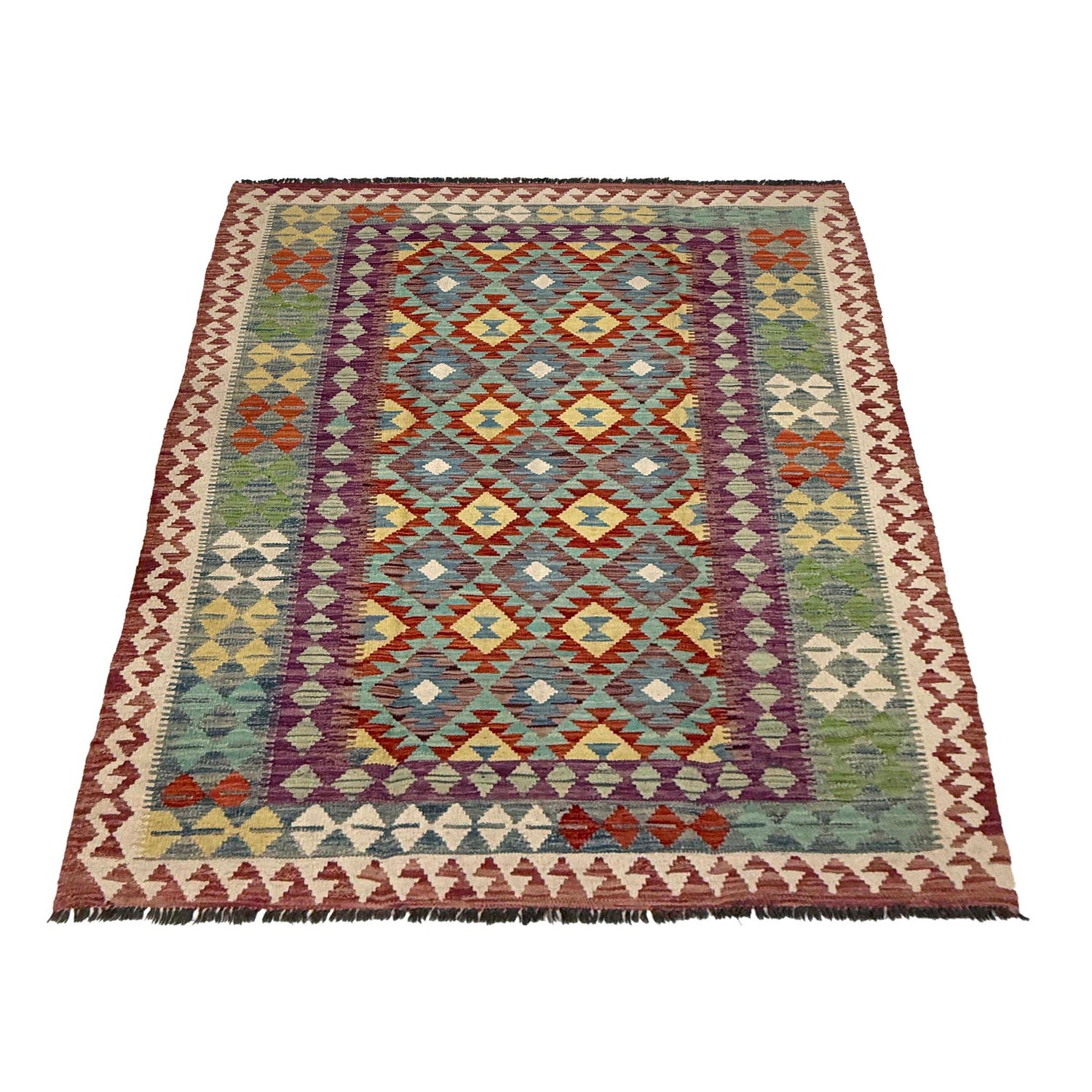 Hand Woven Wool Kelim 4' 9" x 6' 4" ft / 146 x 194 cm - No. G38895