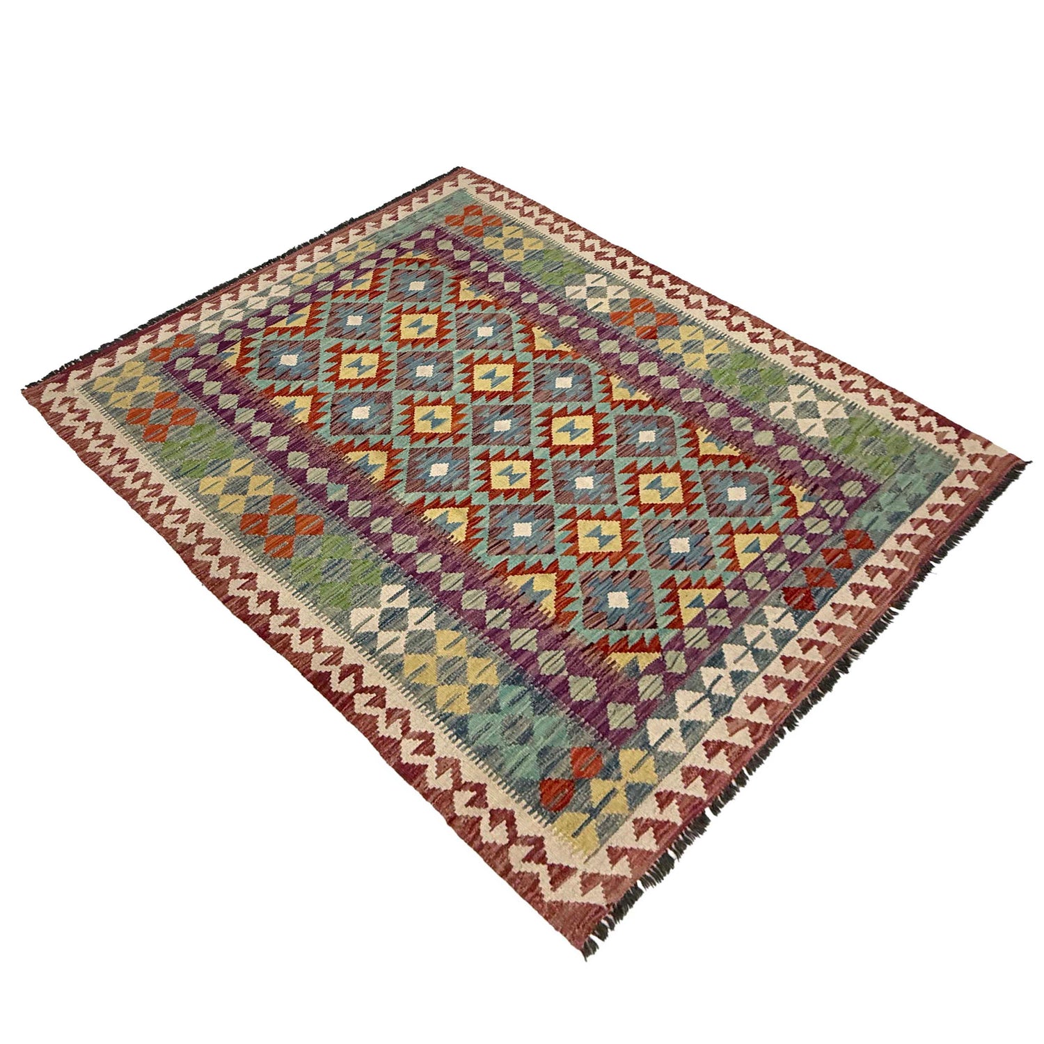 Hand Woven Wool Kelim 4' 9" x 6' 4" ft / 146 x 194 cm - No. G38895