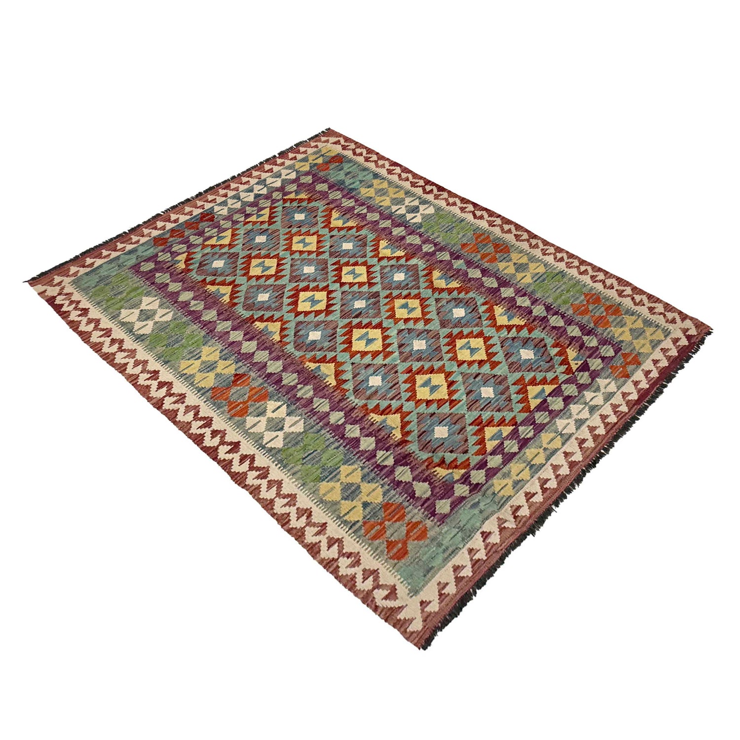Hand Woven Wool Kelim 4' 9" x 6' 4" ft / 146 x 194 cm - No. G38895