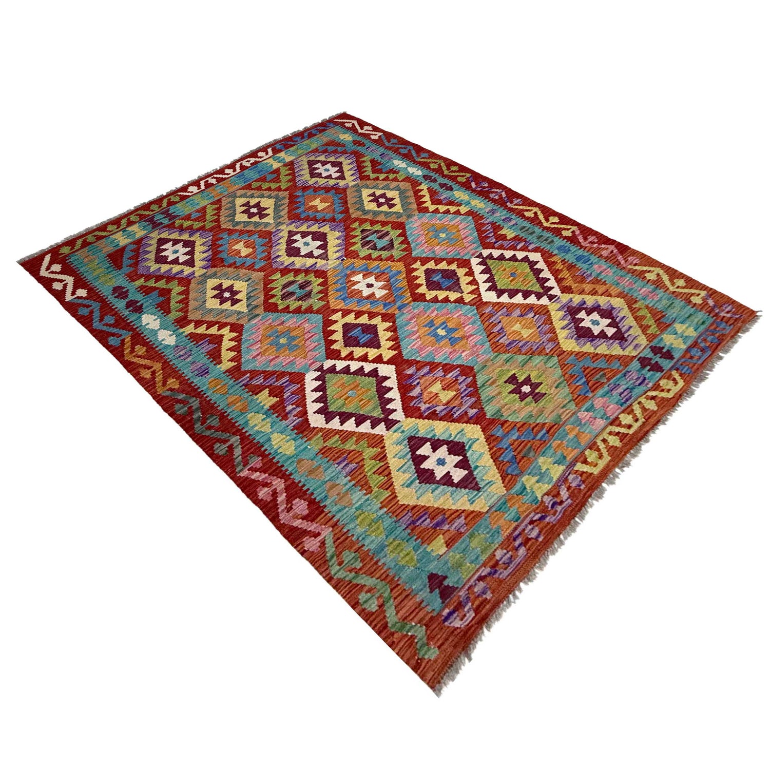 Handmade Turkish Design Wool Kilim 4' 11" x 6' 7" ft / 150 x 201 cm - No. G38896