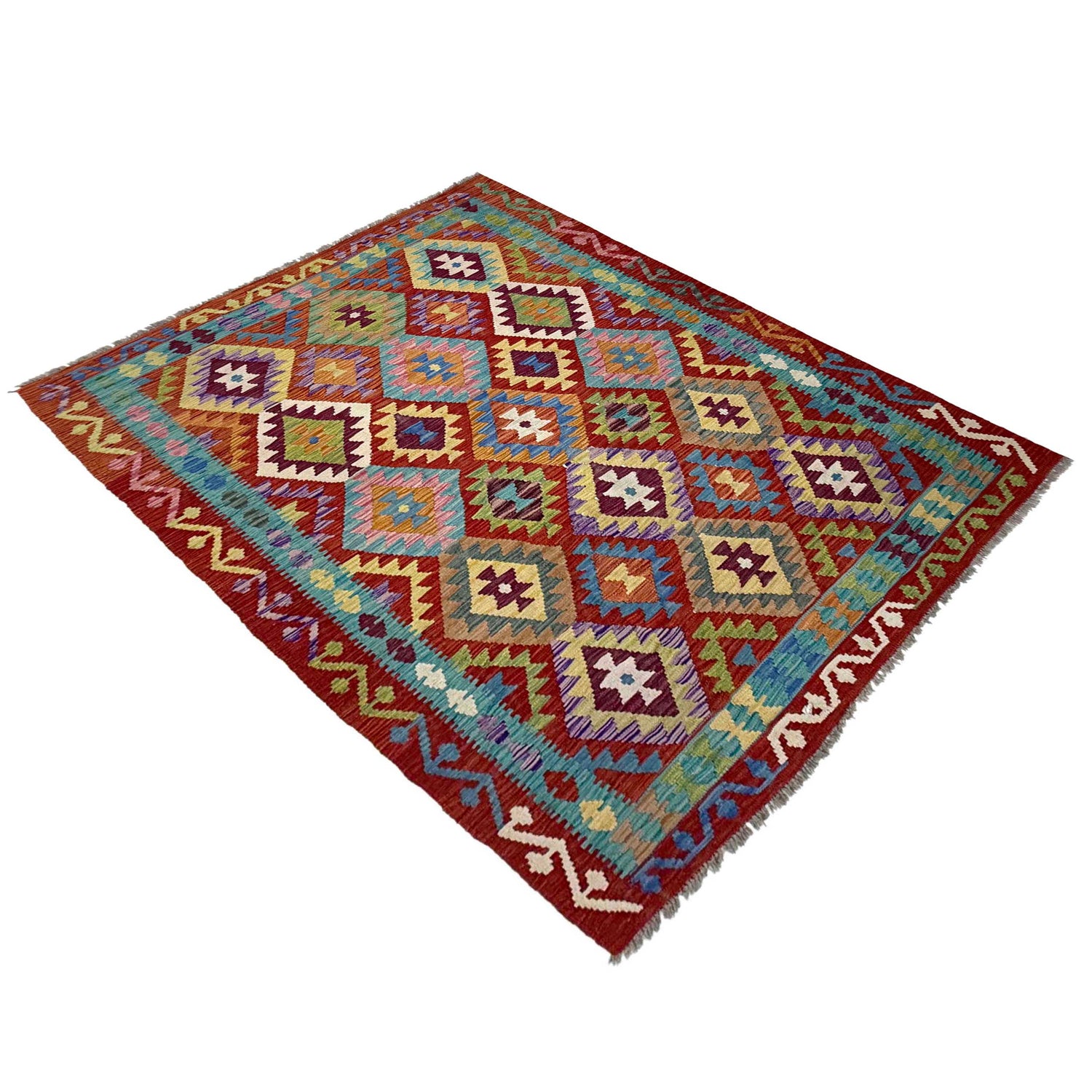 Handmade Turkish Design Wool Kilim 4' 11" x 6' 7" ft / 150 x 201 cm - No. G38896