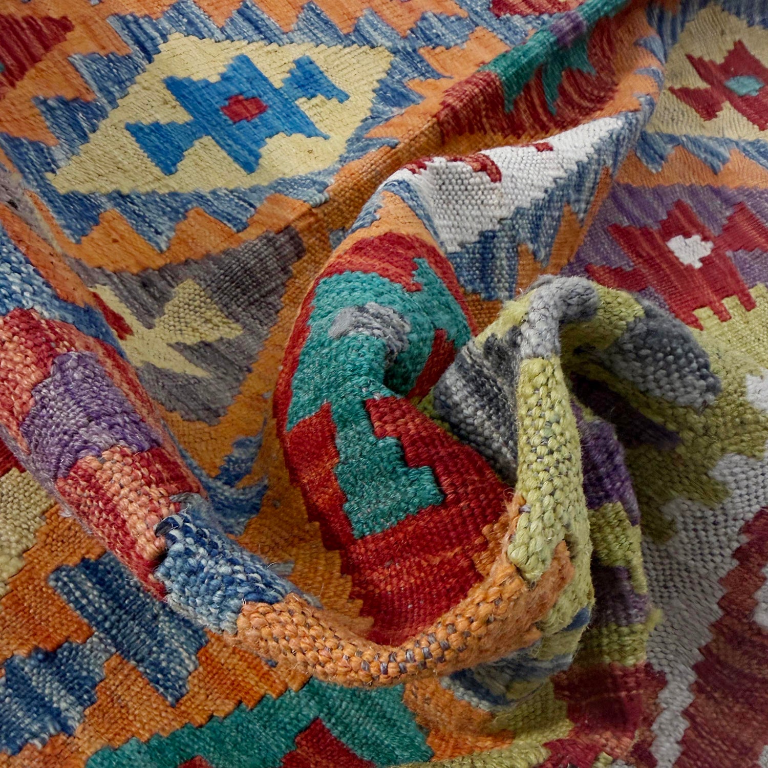 Handmade Afghan Vegetable Kilim 4' 10" x 6' 8" ft / 147 x 202 cm - No. G38897