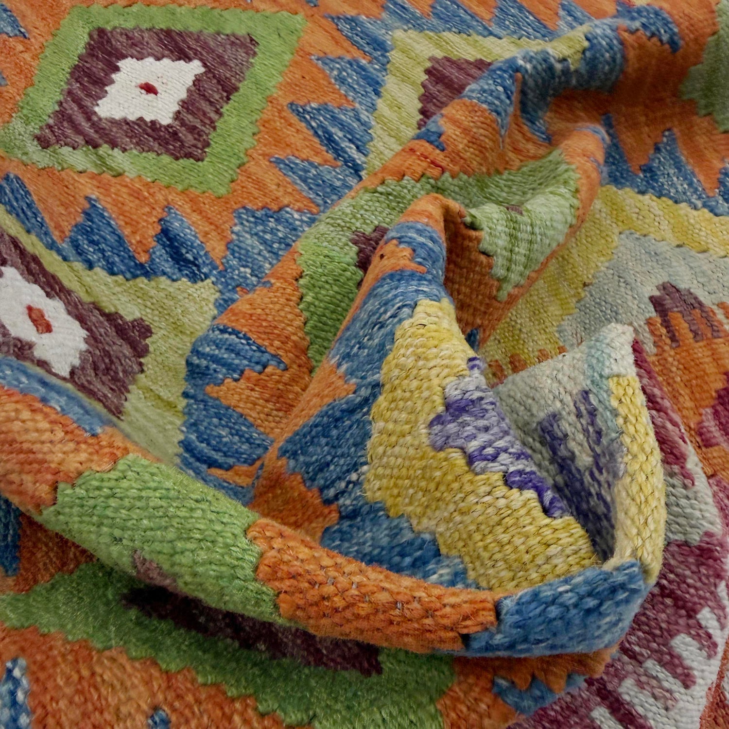 Handmade Afghan Vegetable Kilim 3' 5" x 4' 10" ft / 104 x 147 cm - No. G38898