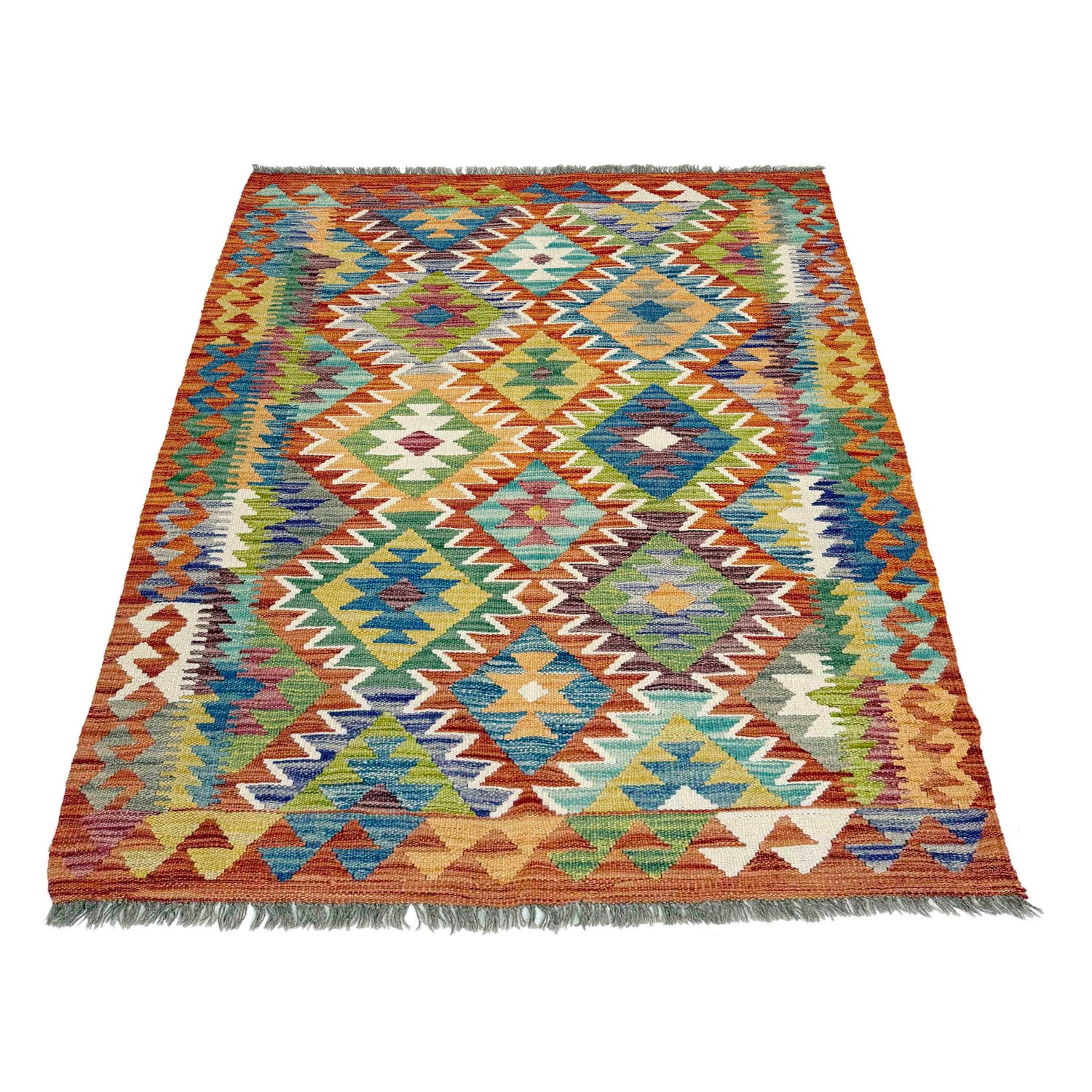 Handmade Vegetable Kilim 3' 7" x 4' 11" ft / 108 x 150 cm - No. G38899