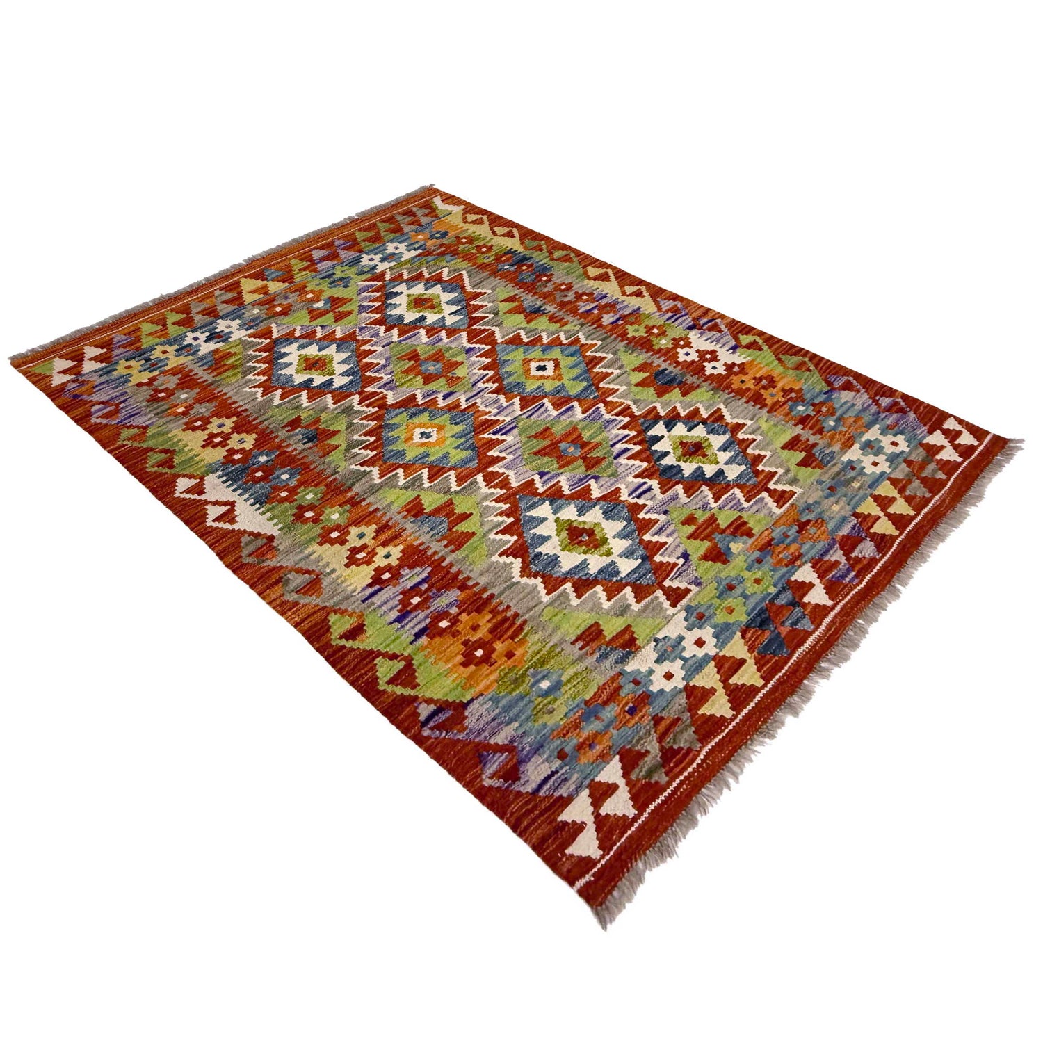 Hand Woven Wool Kelim 3' 5" x 4' 11" ft / 105 x 150 cm - No. G38900