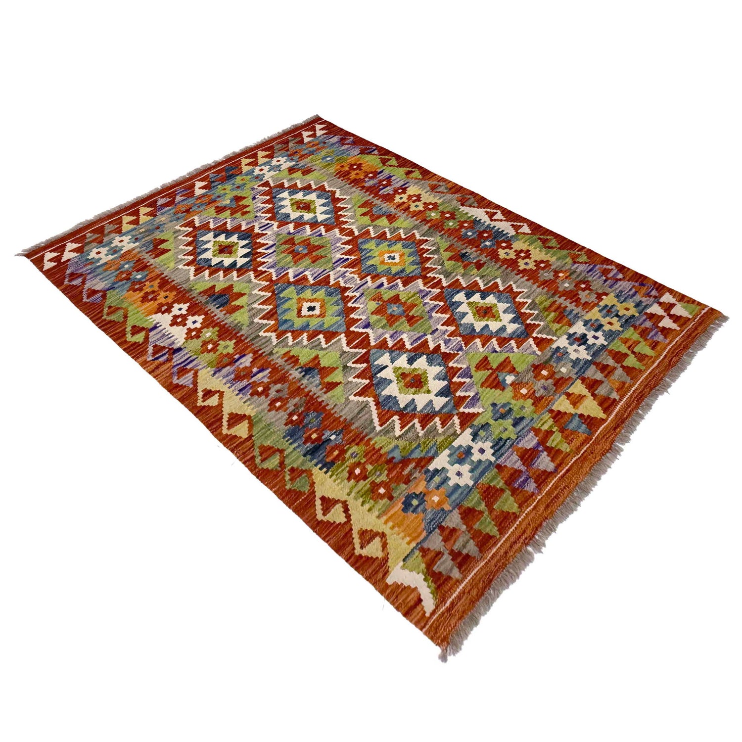 Hand Woven Wool Kelim 3' 5" x 4' 11" ft / 105 x 150 cm - No. G38900