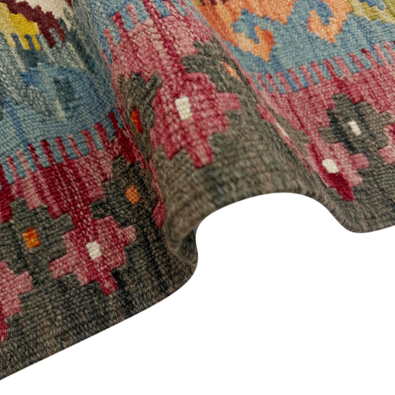 Hand Knotted Afghan Style Kilim 4' 2" x 5' 9" ft / 127 x 174 cm - No. G38903