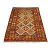 Handmade Turkish Design Wool Kilim 4' 2" x 5' 8" ft / 126 x 172 cm - No. G38904