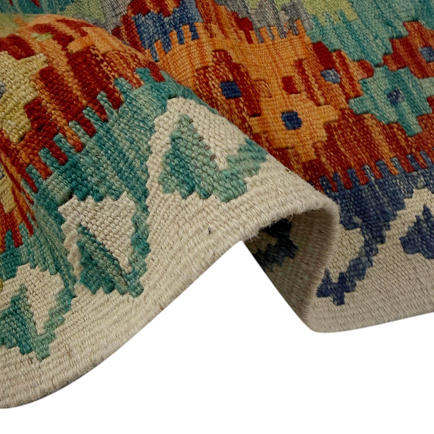 Hand Made Afghan Kilim 5' 1" x 6' 5" ft / 154 x 195 cm - No. G38906