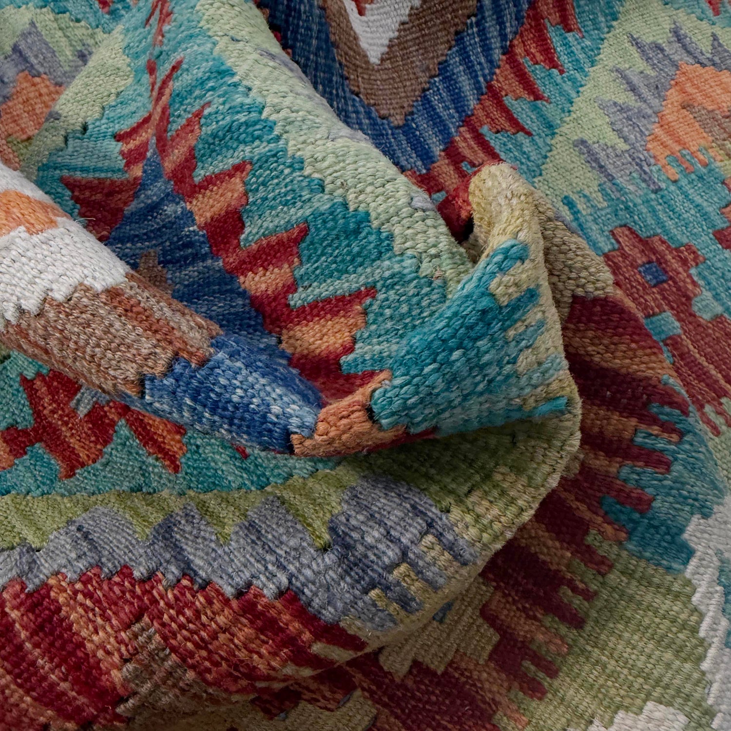 Hand Made Afghan Kilim 5' 1" x 6' 5" ft / 154 x 195 cm - No. G38906