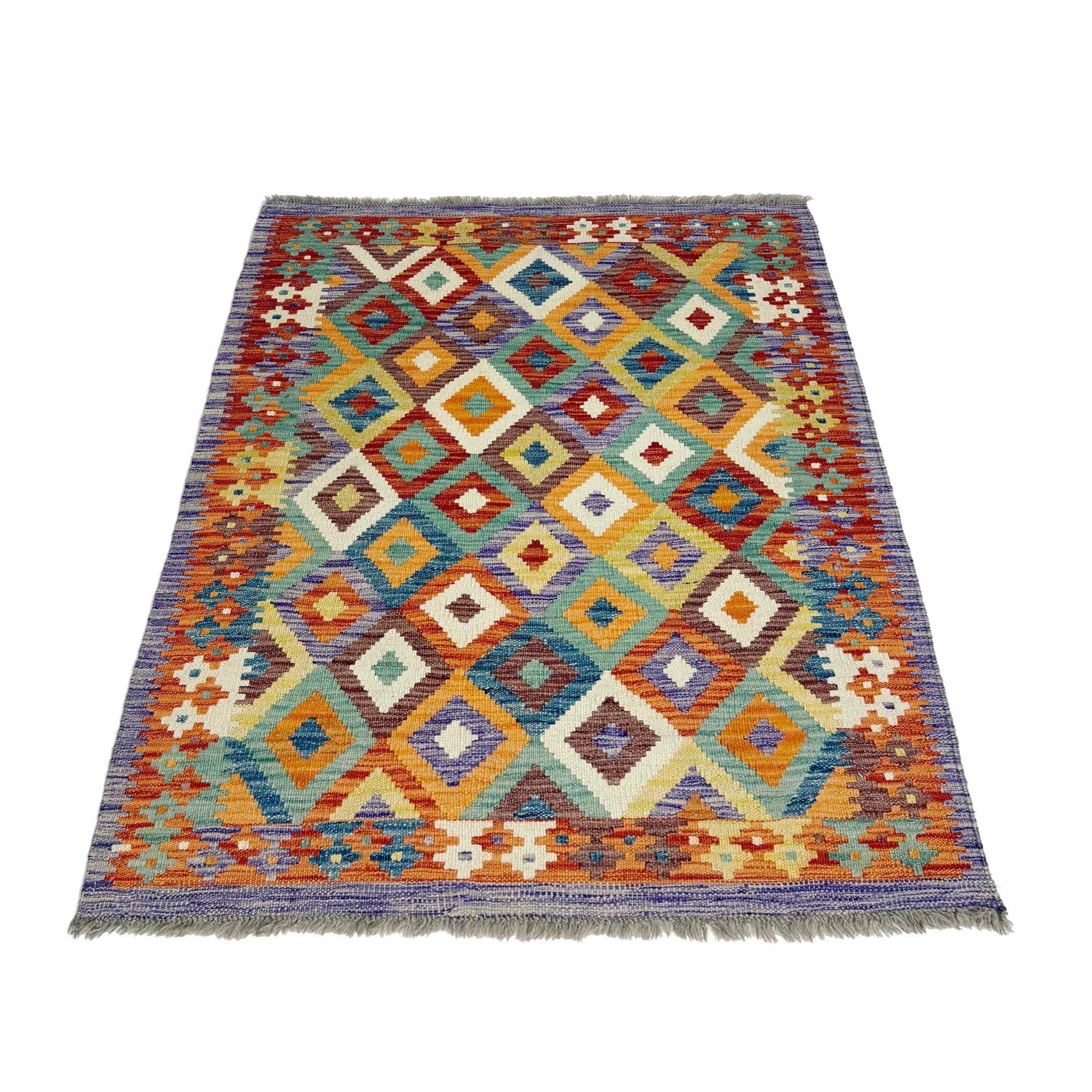 Handmade Turkish Design Wool Kilim 3' 3" x 4' 8" ft / 100 x 143 cm - No. G38913