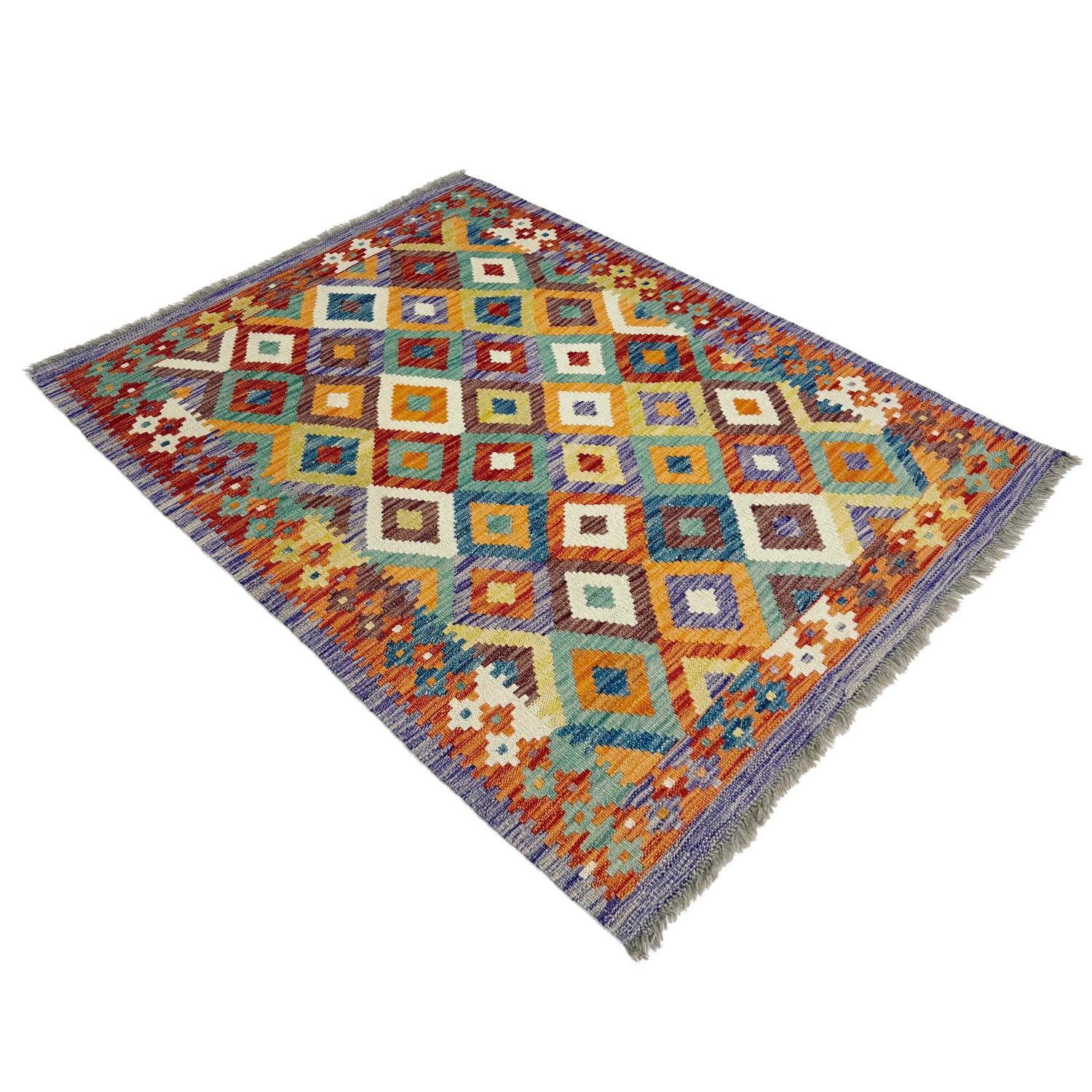 Handmade Turkish Design Wool Kilim 3' 3" x 4' 8" ft / 100 x 143 cm - No. G38913