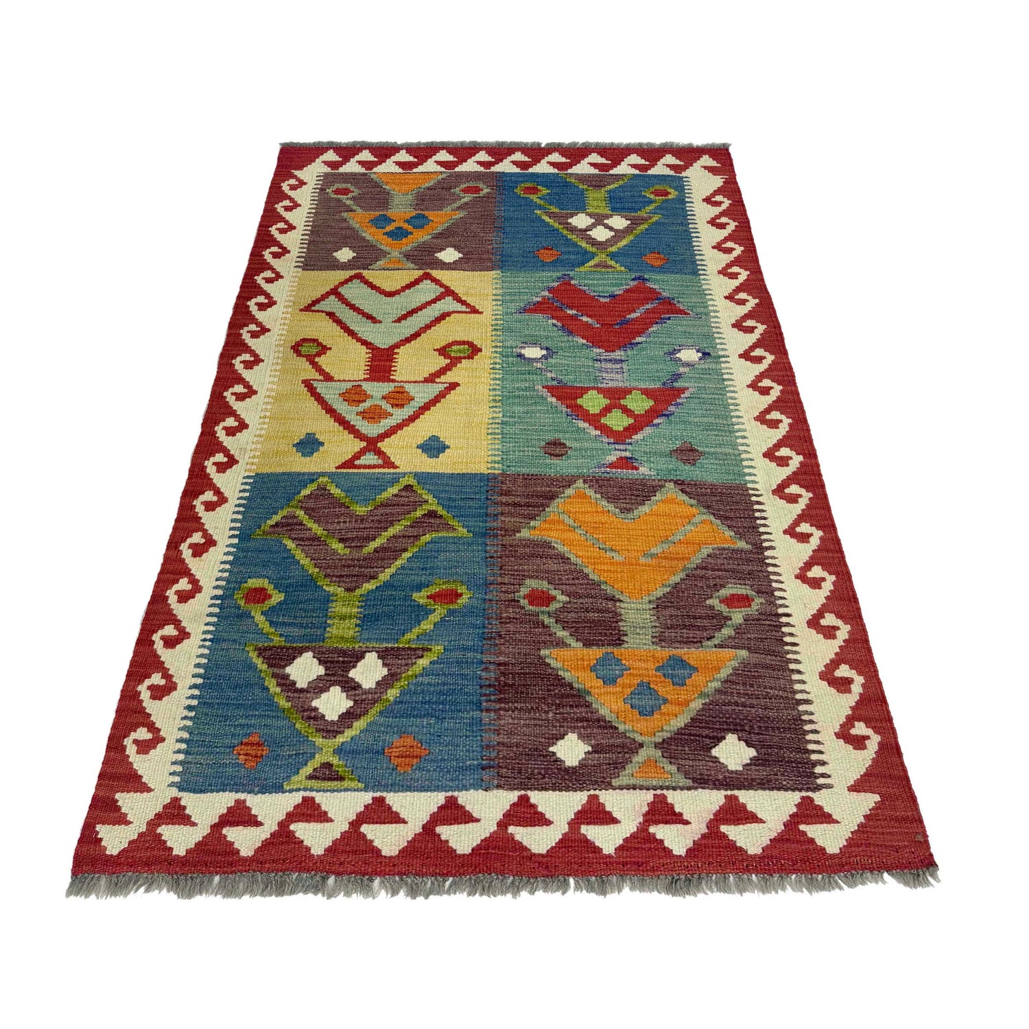 Hand Knotted Flatweave Kilim 3' 1" x 4' 11" ft / 95 x 150 cm - No. G38914