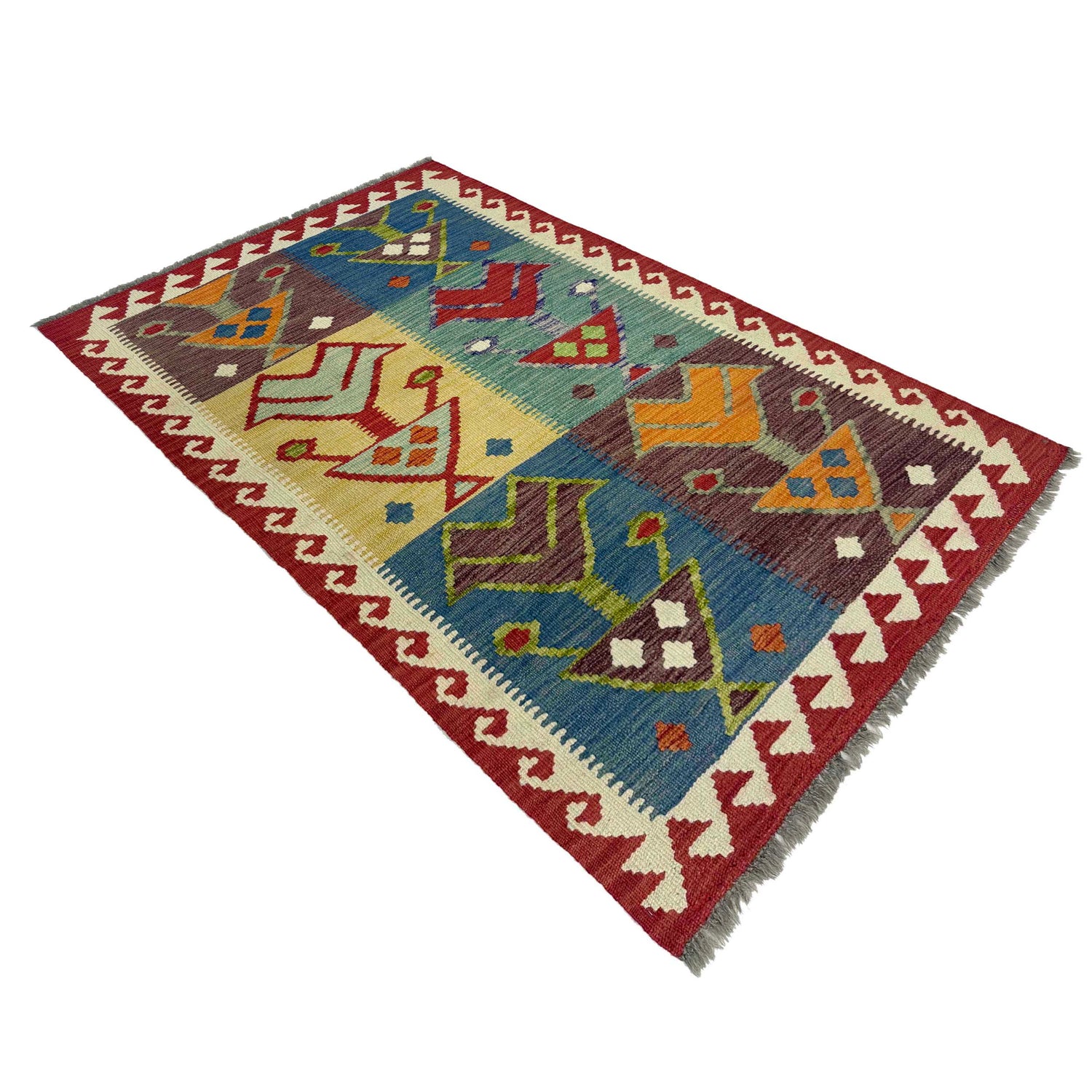 Hand Knotted Flatweave Kilim 3' 1" x 4' 11" ft / 95 x 150 cm - No. G38914