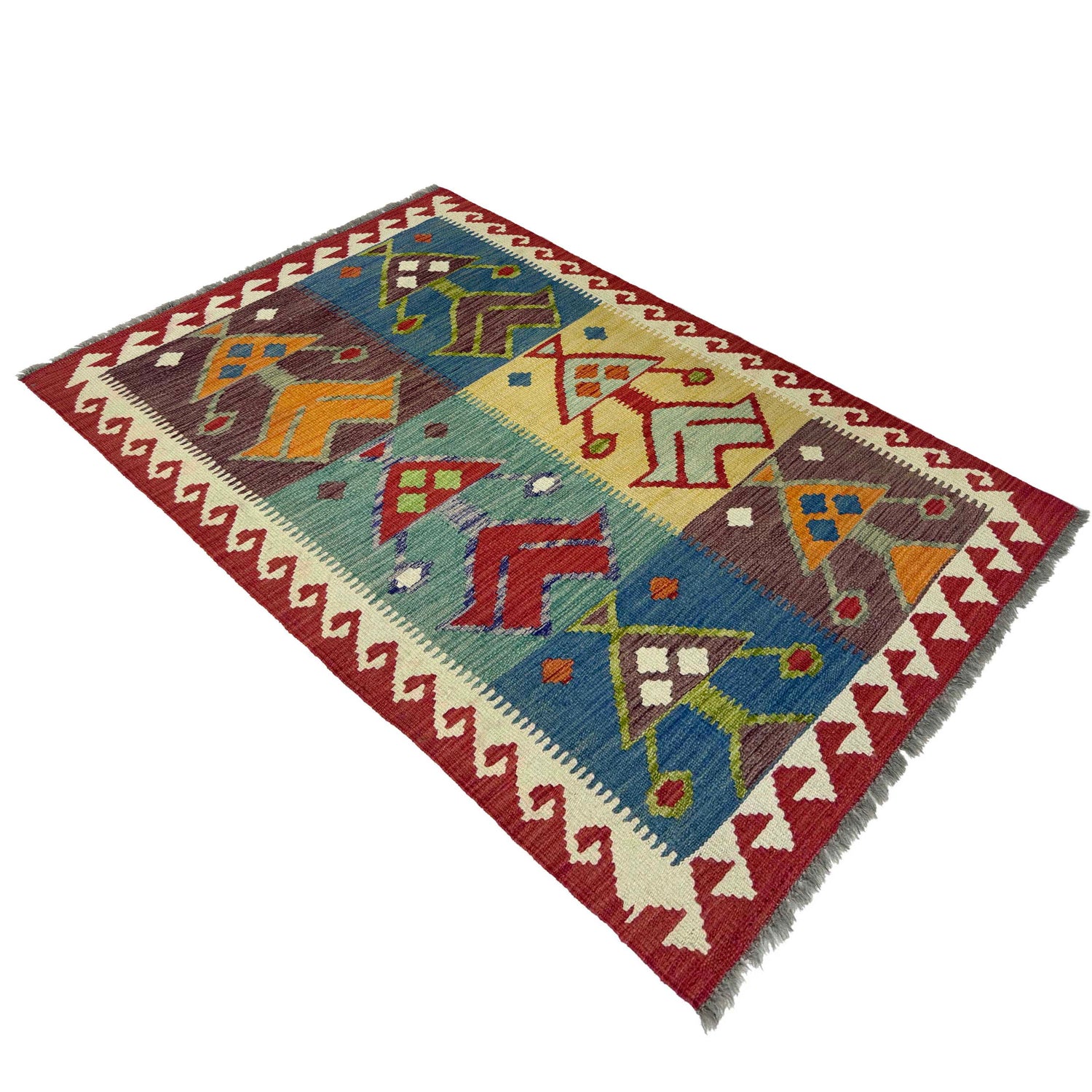 Hand Knotted Flatweave Kilim 3' 1" x 4' 11" ft / 95 x 150 cm - No. G38914
