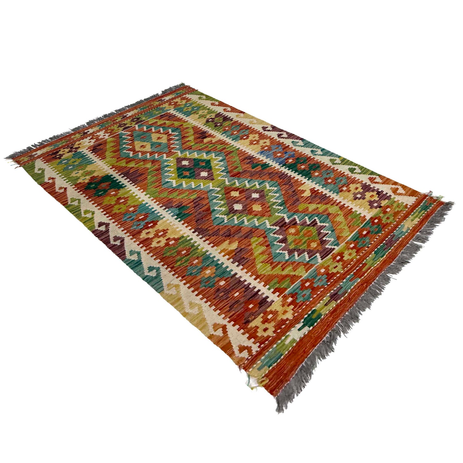 Hand Made Afghan Kilim 3' 3" x 5' 0" ft / 99 x 153 cm - No. G38917