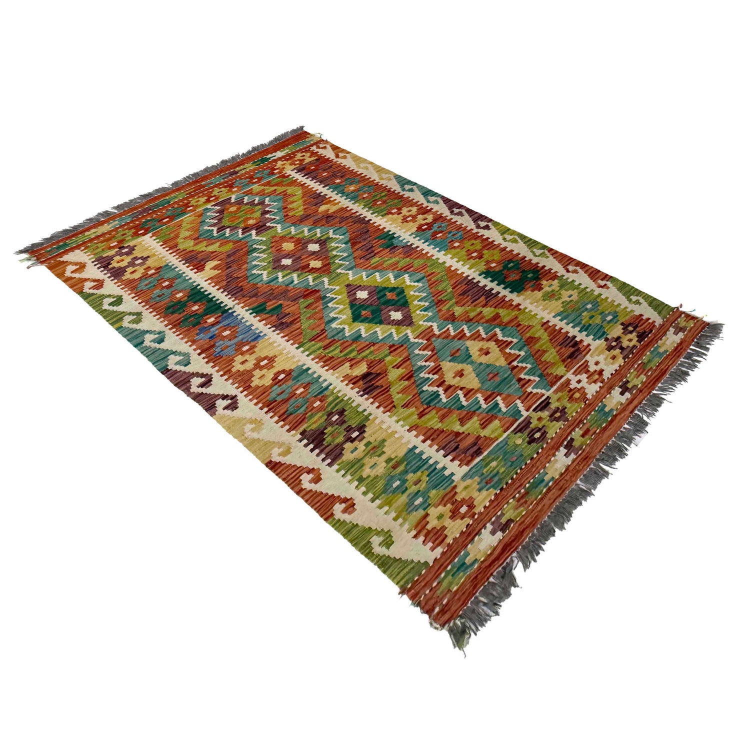 Hand Made Afghan Kilim 3' 3" x 5' 0" ft / 99 x 153 cm - No. G38917