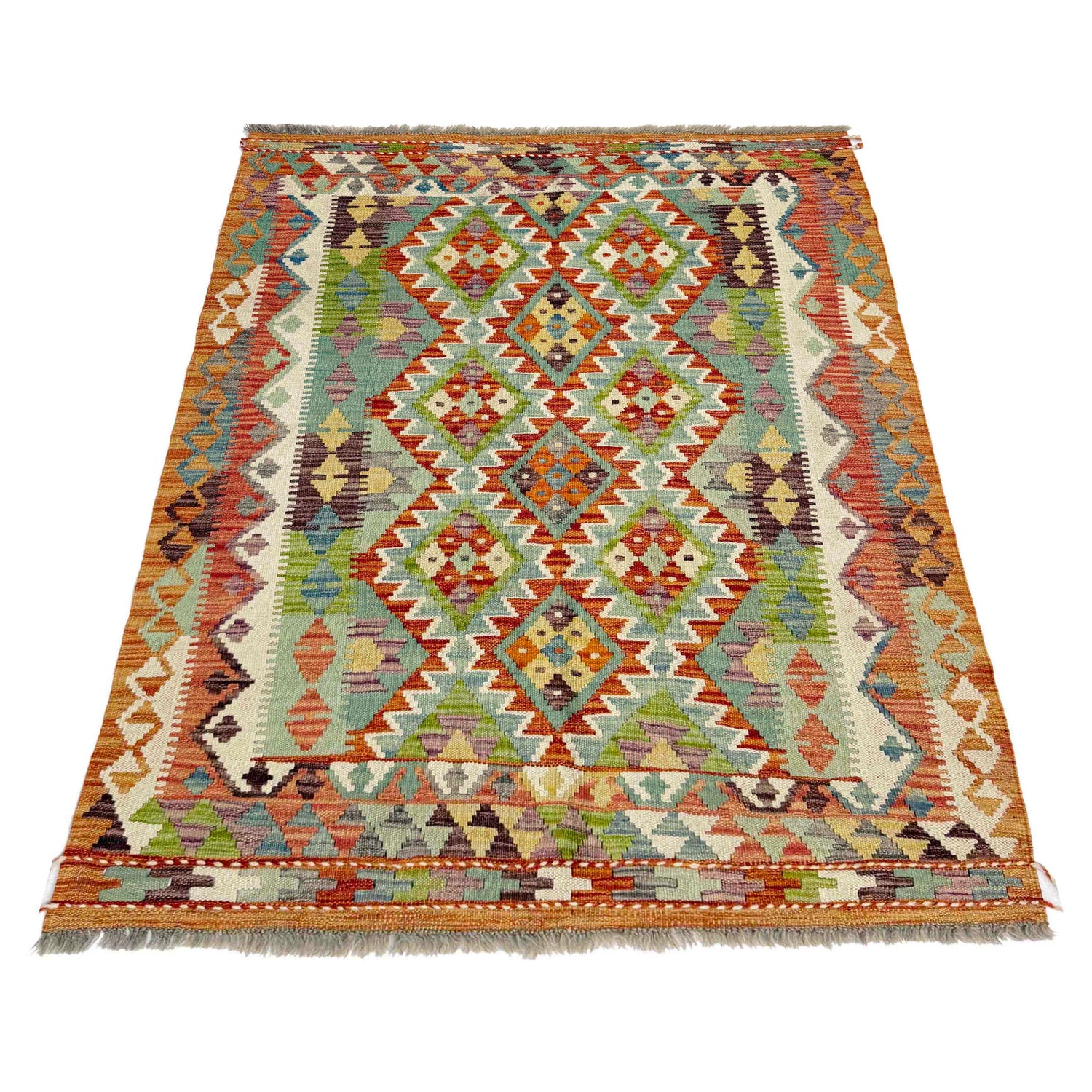 Hand Knotted Afghan Style Kilim 3' 6" x 4' 10" ft / 107 x 147 cm - No. G38921