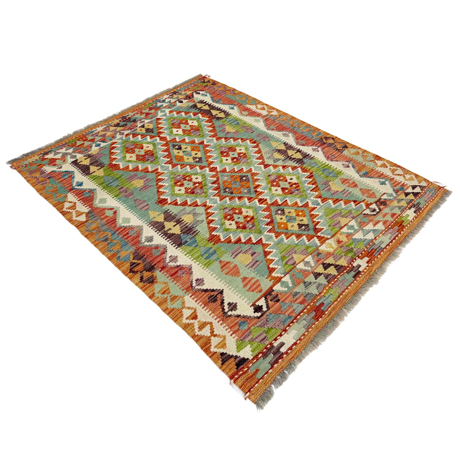 Hand Knotted Afghan Style Kilim 3' 6" x 4' 10" ft / 107 x 147 cm - No. G38921