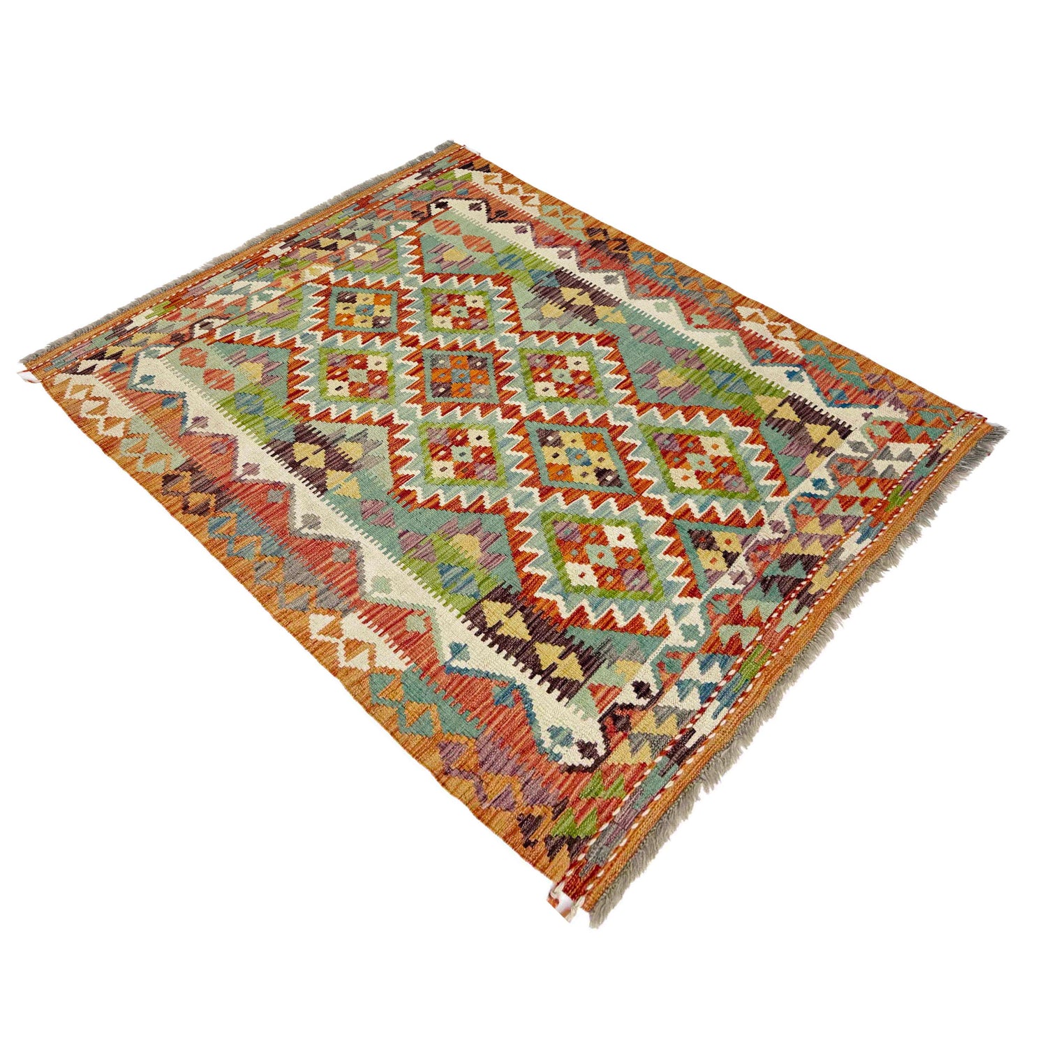 Hand Knotted Afghan Style Kilim 3' 6" x 4' 10" ft / 107 x 147 cm - No. G38921