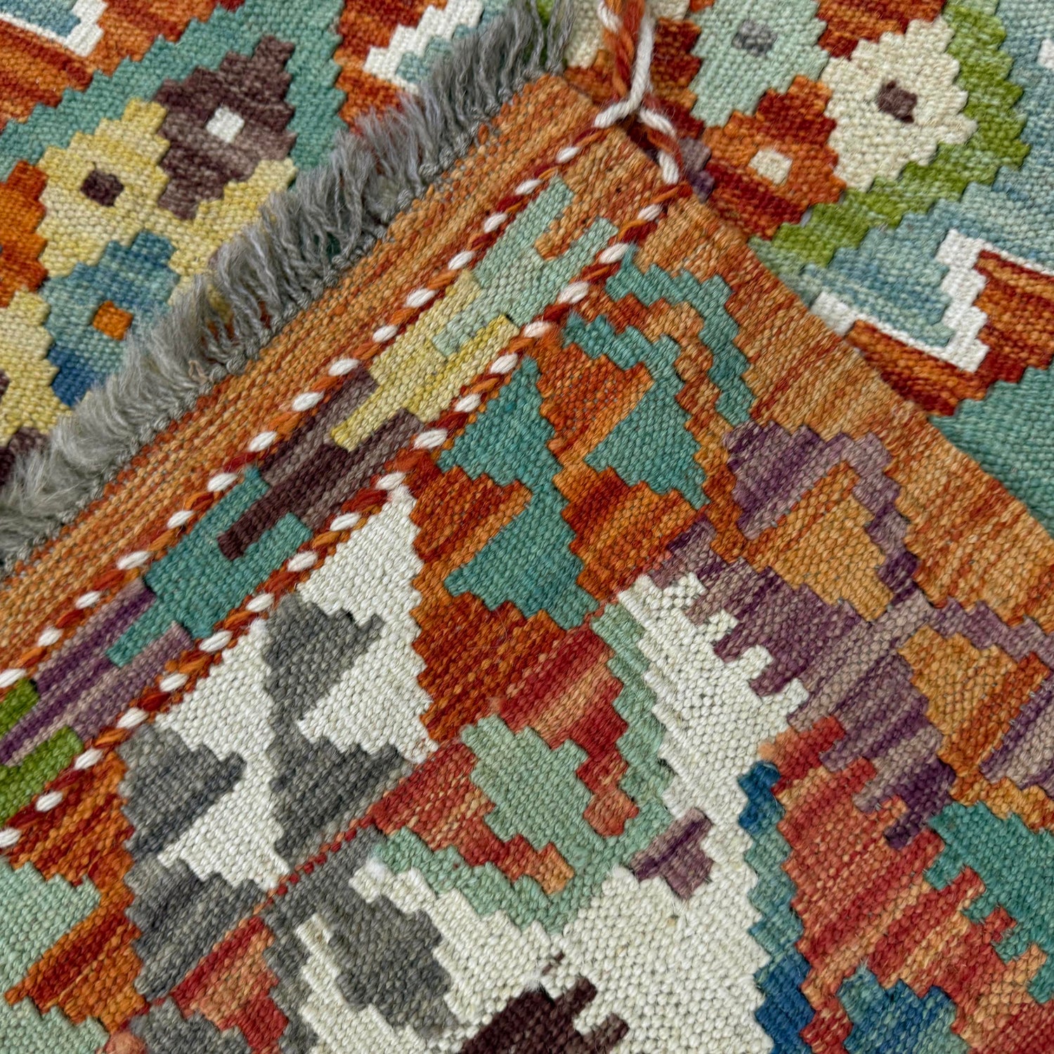Hand Knotted Afghan Style Kilim 3' 6" x 4' 10" ft / 107 x 147 cm - No. G38921