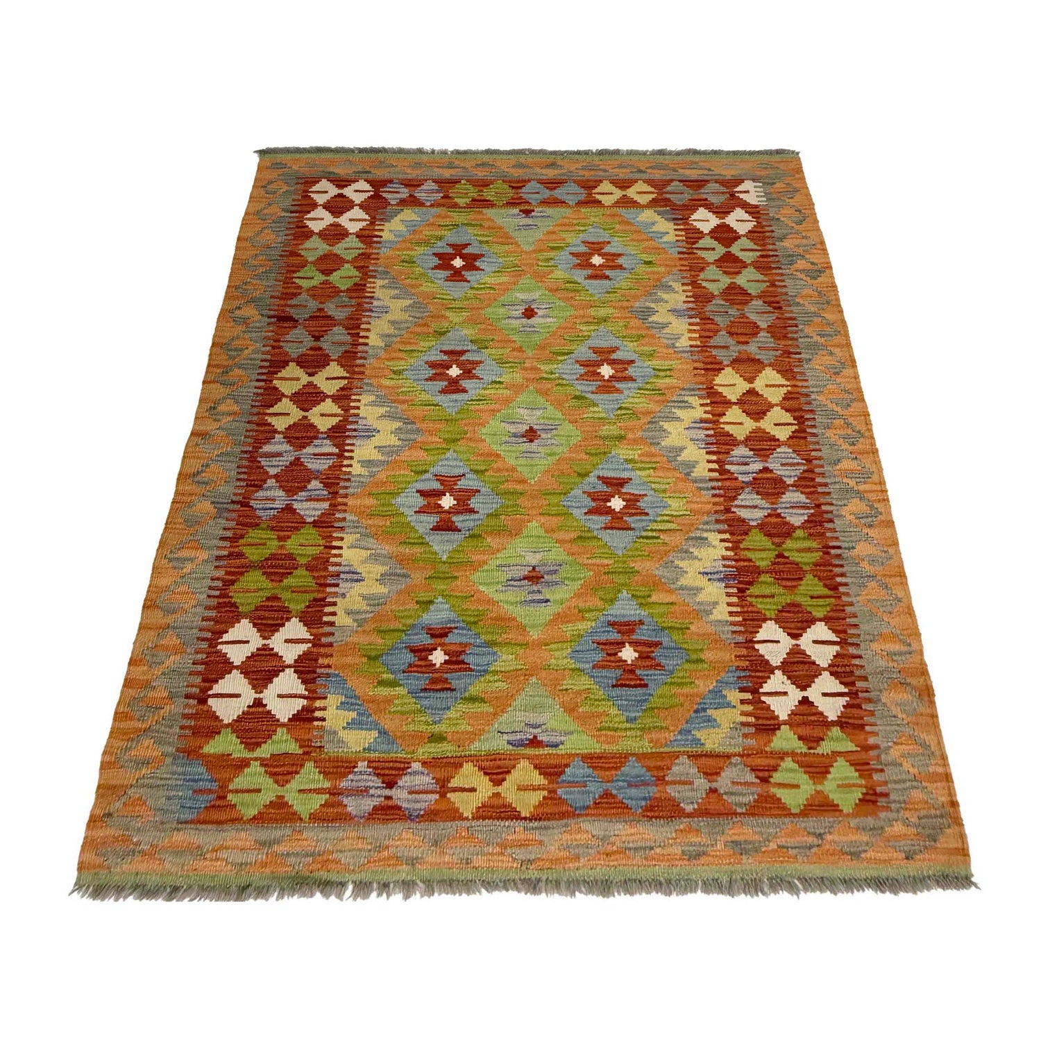 Handmade Vegetable Kilim 3' 6" x 5' 3" ft / 107 x 160 cm - No. G38922