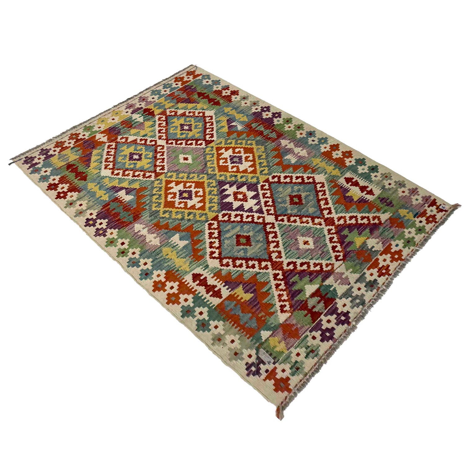 Handmade Vegetable Kelim 3' 5" x 5' 2" ft / 104 x 158 cm - No. G38923