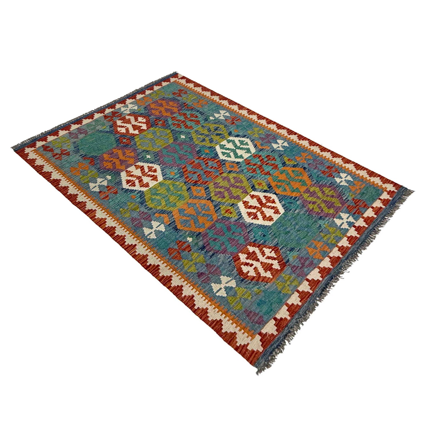 Hand Knotted Afghan Style Kilim 3' 6" x 5' 3" ft / 107 x 160 cm - No. G38925