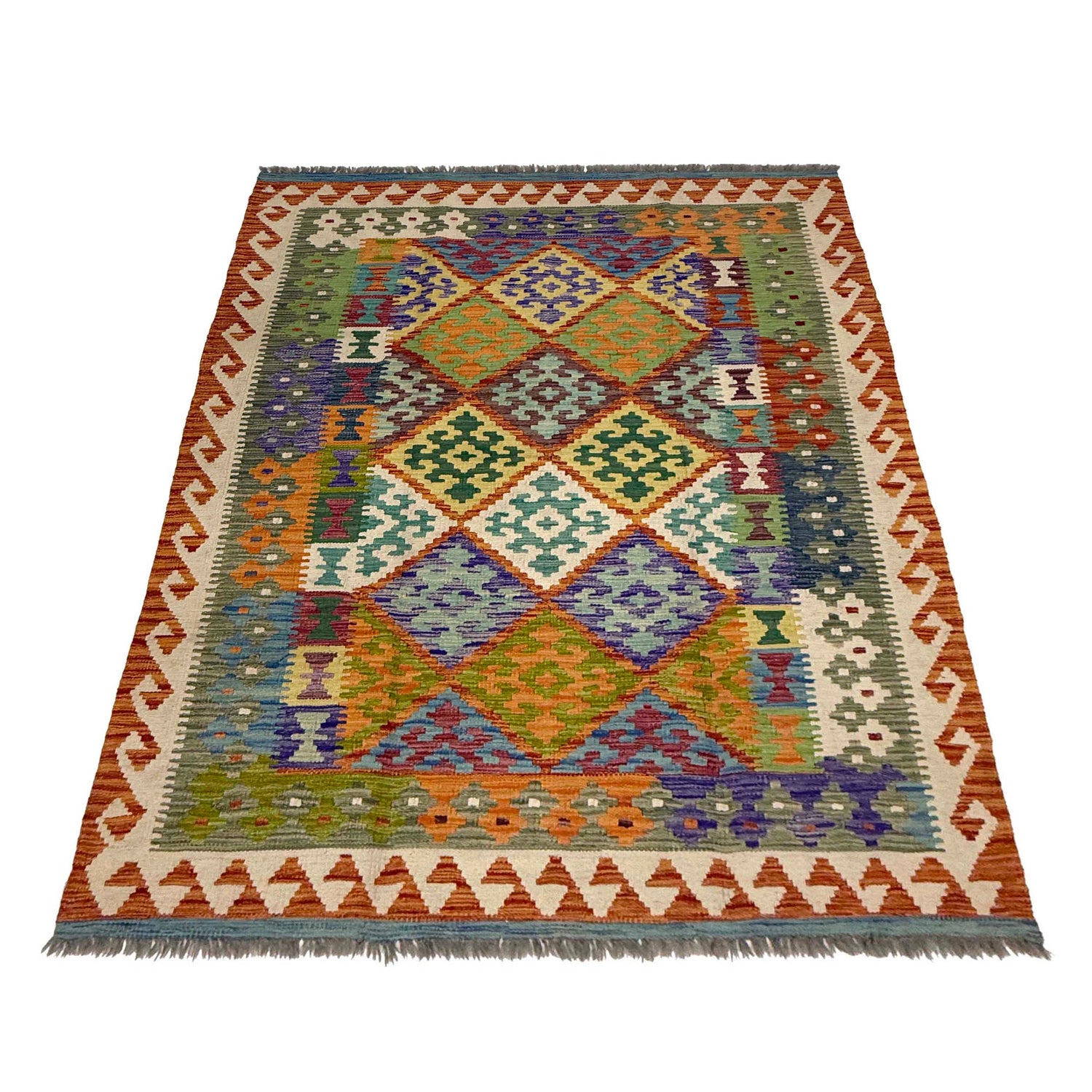 Hand Knotted Flatweave Kilim 4' 10" x 6' 7" ft / 148 x 200 cm - No. G38927