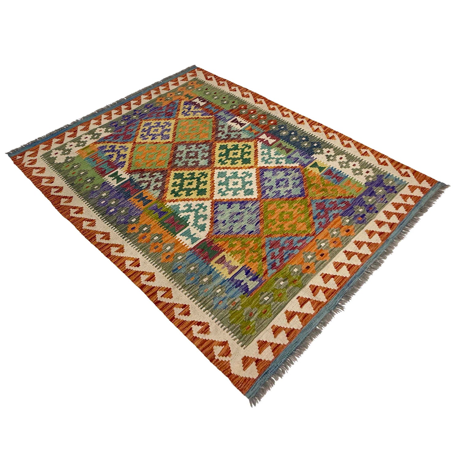 Hand Knotted Flatweave Kilim 4' 10" x 6' 7" ft / 148 x 200 cm - No. G38927