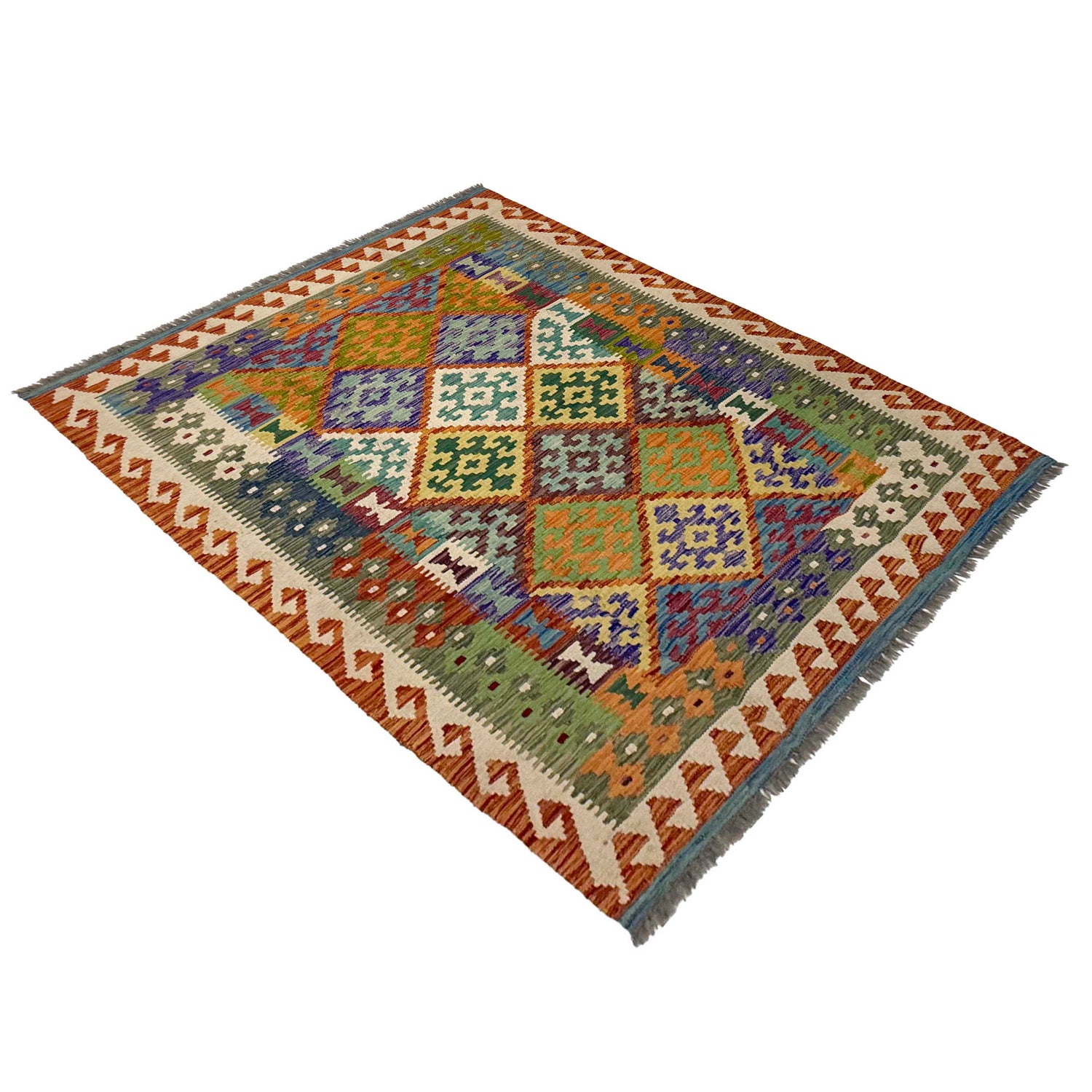 Hand Knotted Flatweave Kilim 4' 10" x 6' 7" ft / 148 x 200 cm - No. G38927