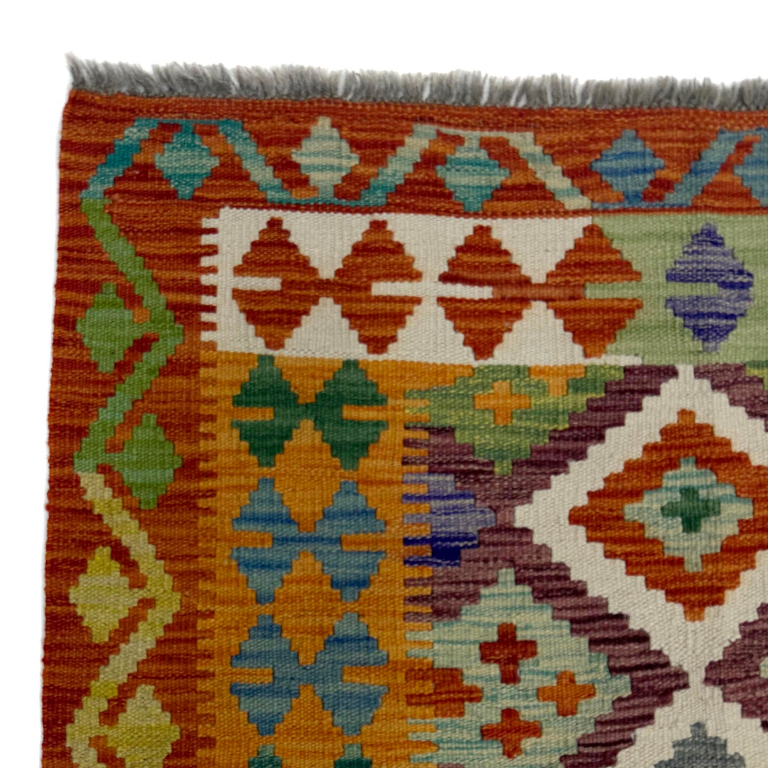Multi Color ful Flat-Weave Wool Kilim 4' 11" x 6' 6" ft / 150 x 197 cm - No. G38928