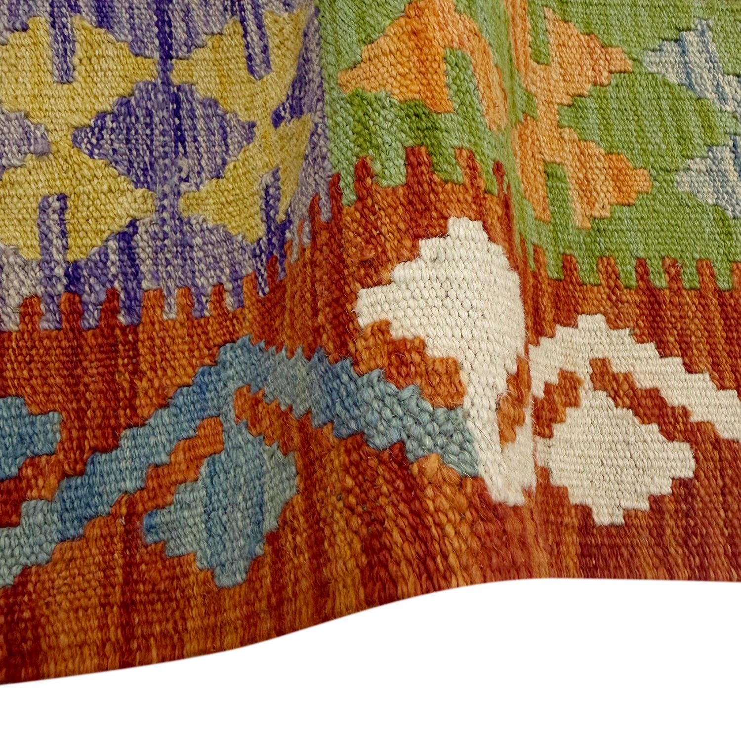 Multi Color ful Flat-Weave Wool Kilim 4' 11" x 6' 6" ft / 150 x 197 cm - No. G38928