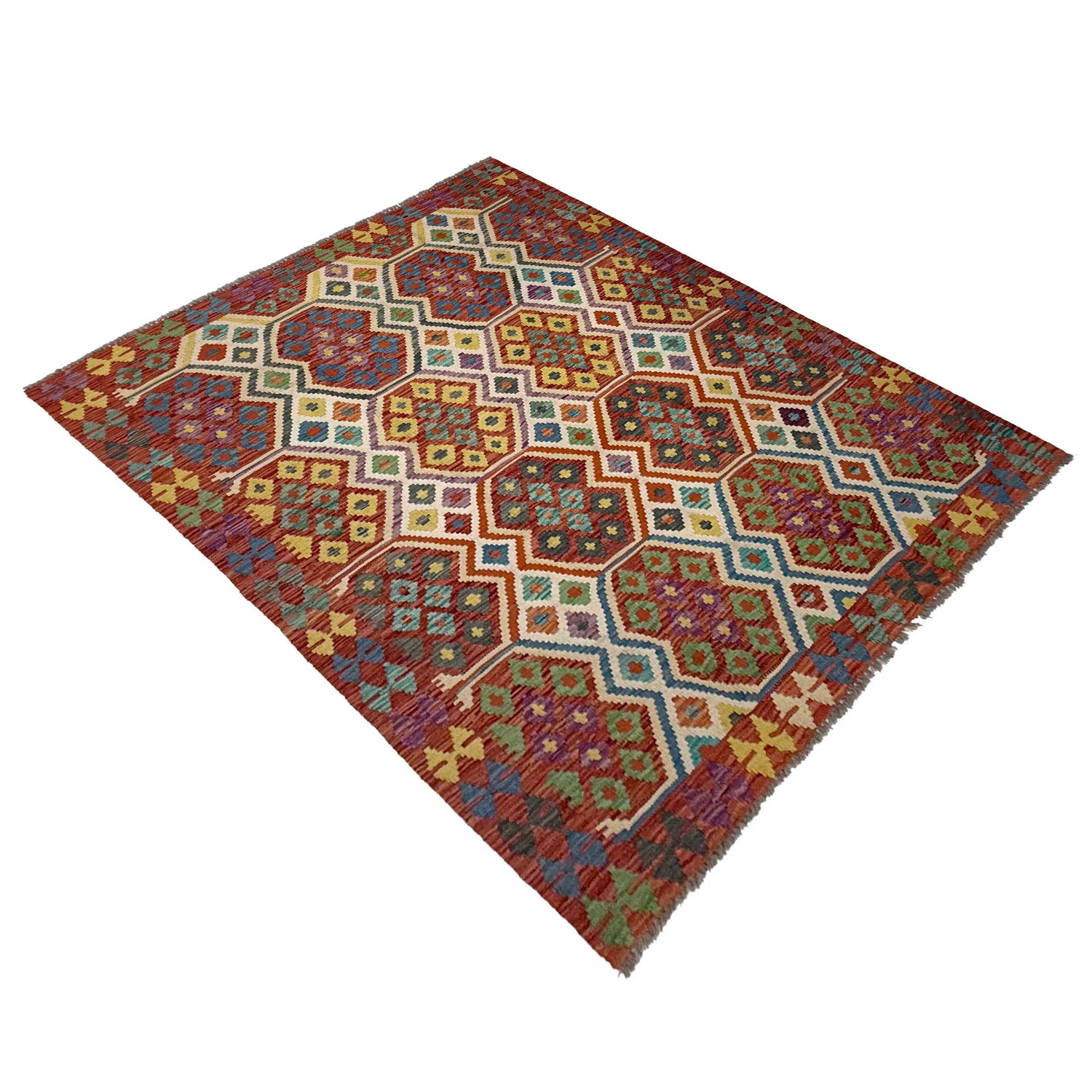 Handmade Afghan Vegetable Kilim 4' 11" x 6' 5" ft / 150 x 196 cm - No. G38929