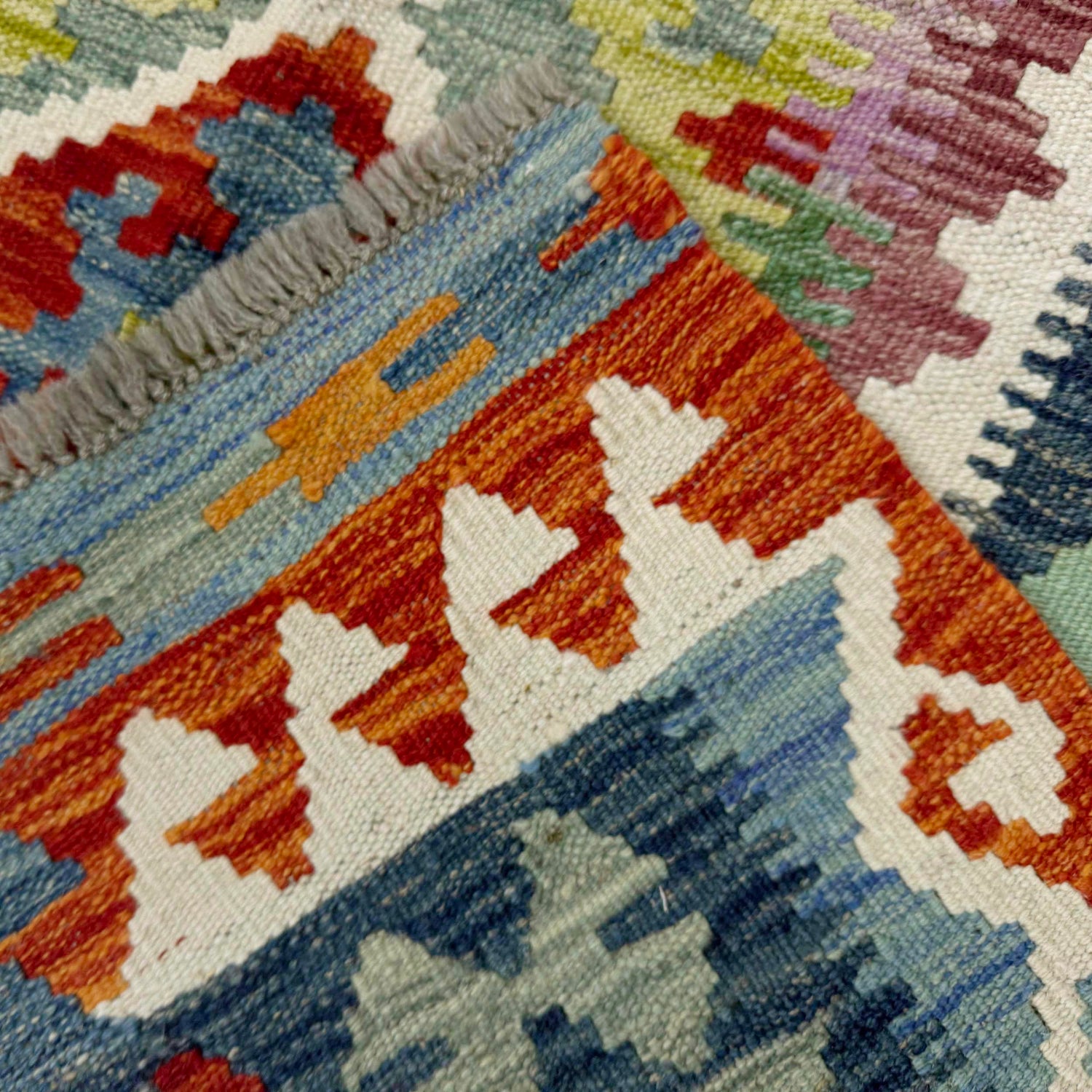 Hand Knotted Afghan Style Kilim 5' 1" x 6' 0" ft / 154 x 183 cm - No. G38934